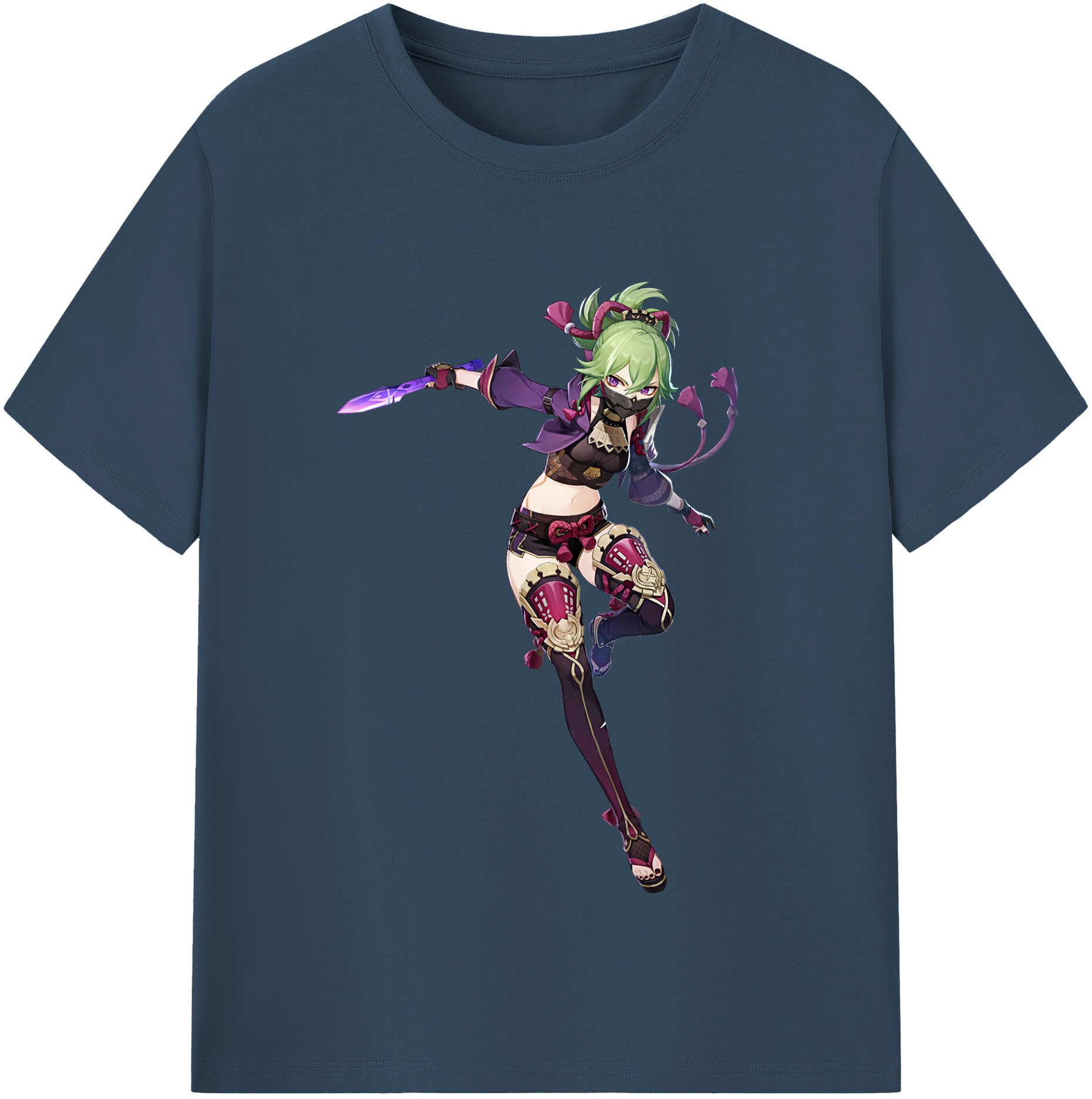 げんし神  久岐忍 くき しのぶ genshin Kuki Shinobu レディースカジュアルプリントTシャツ（綿100％）