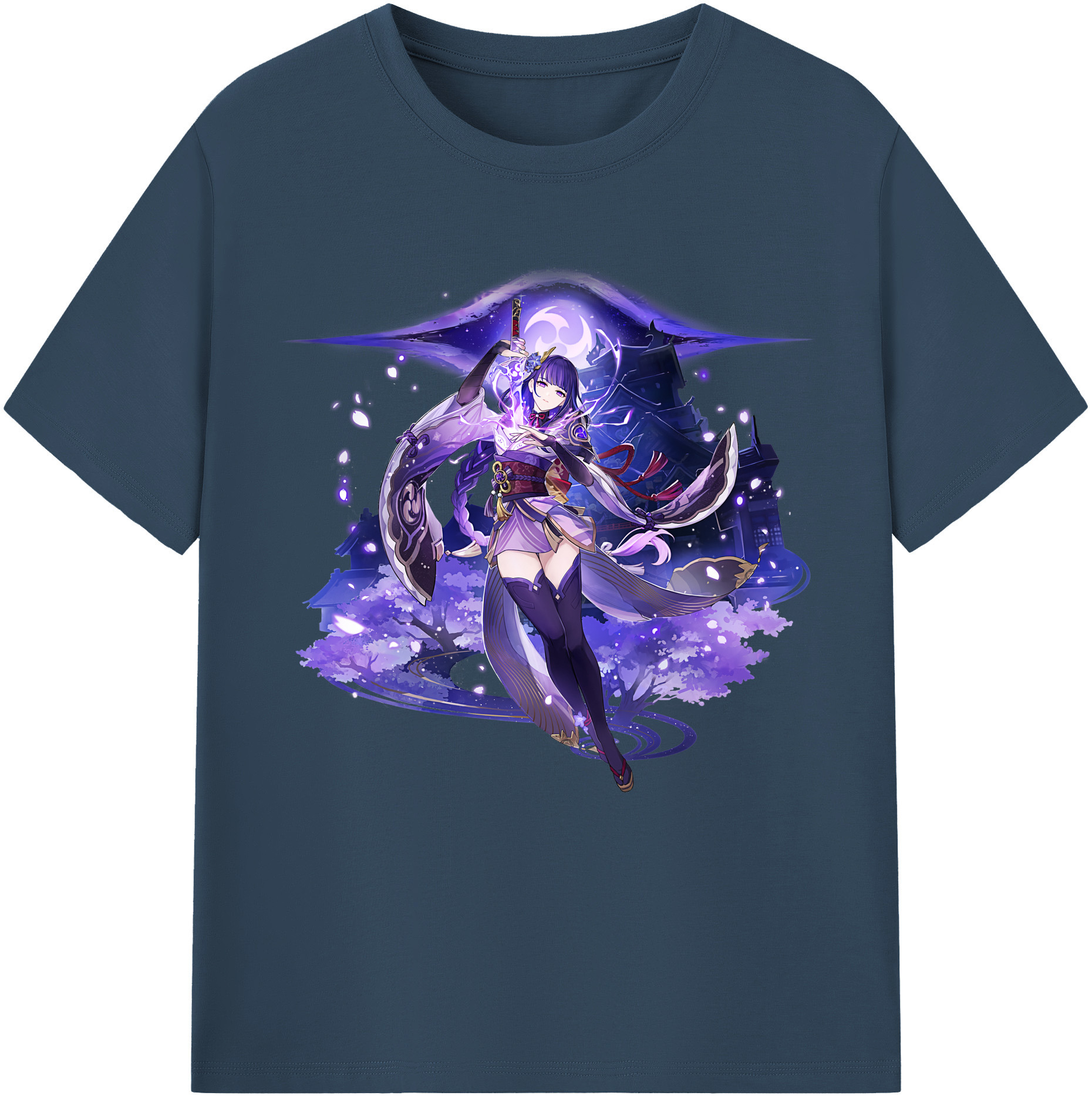 げんし神 雷電将軍 らいでんしょうぐん genshin Raiden Shogun レディースカジュアルプリントTシャツ（綿100％）