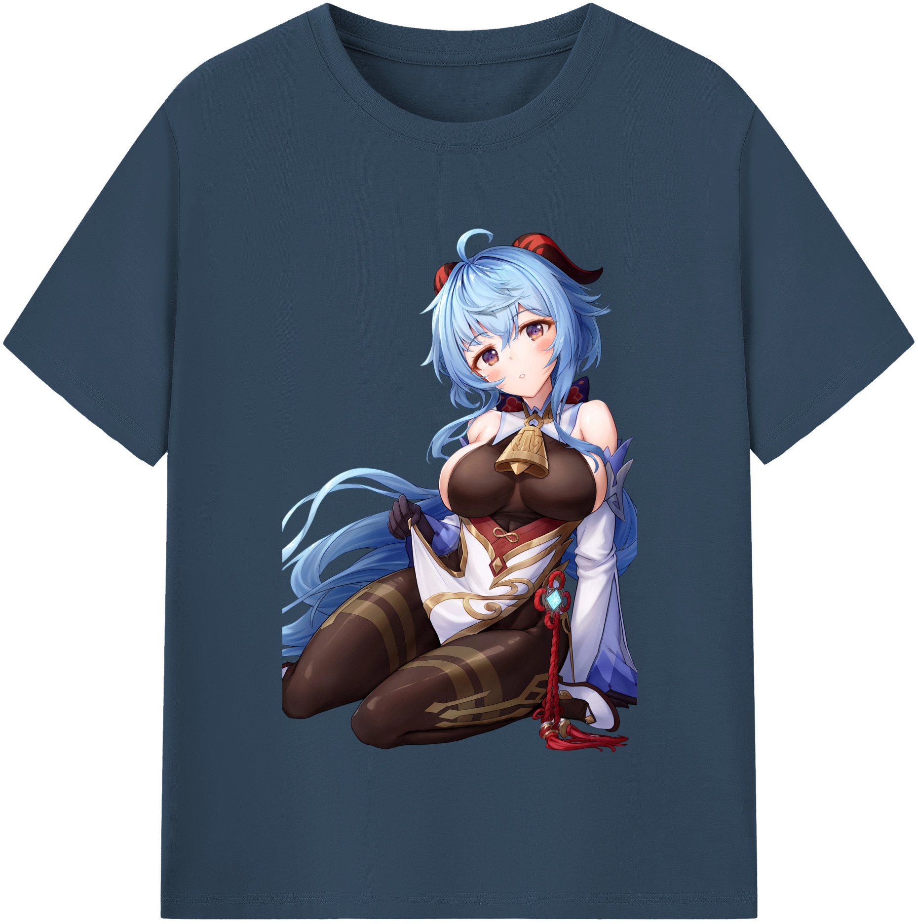 げんし神 甘雨 かんう genshin Ganyu レディースカジュアルプリントTシャツ（綿100％）