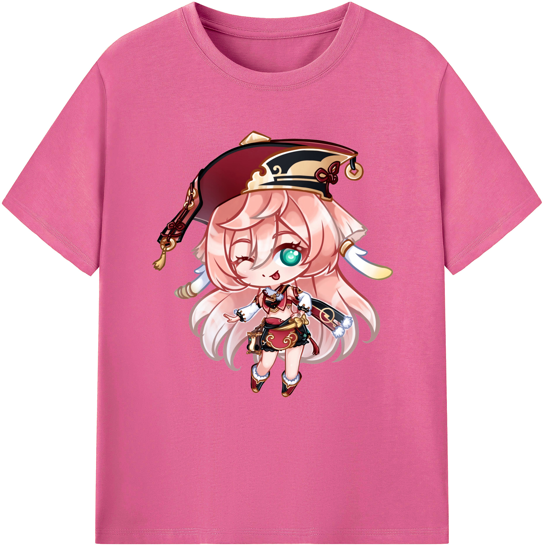 げんし神 ヤンフェイ genshin Yanfei レディースカジュアルプリントTシャツ（綿100％）