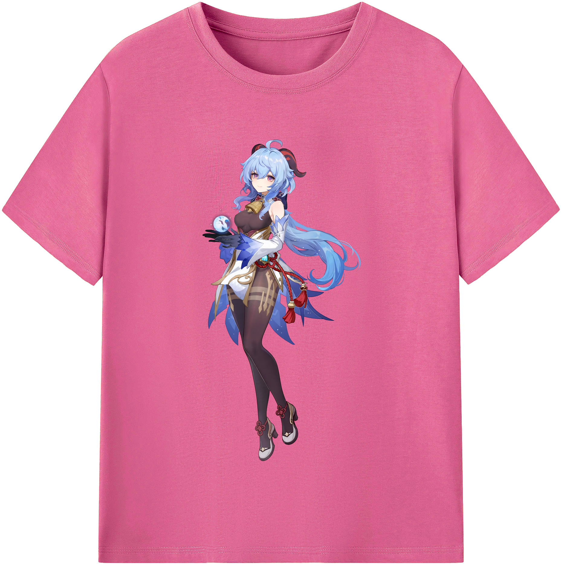 げんし神 甘雨 かんう genshin Ganyu レディースカジュアルプリントTシャツ（綿100％）