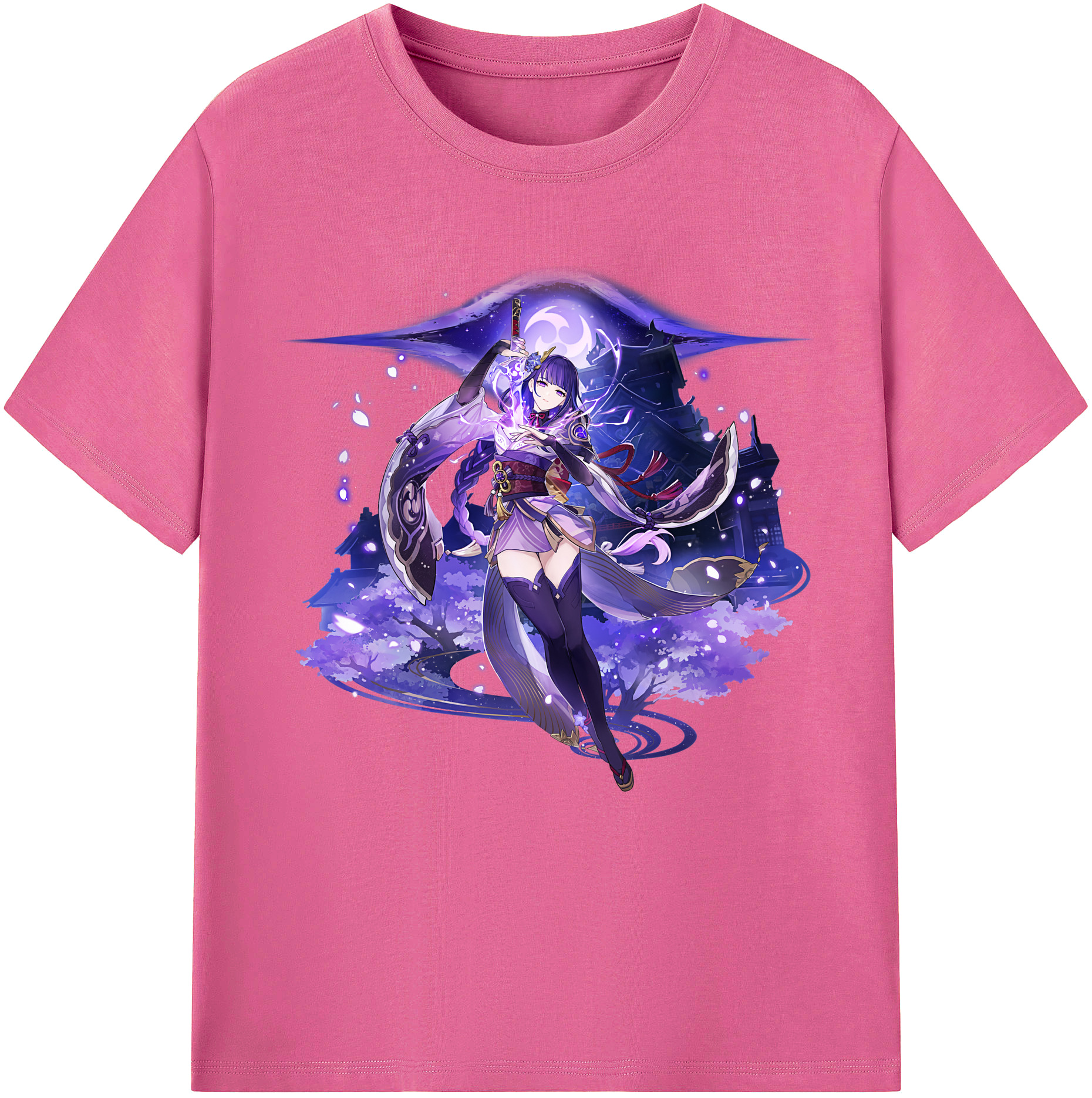 げんし神 雷電将軍 らいでんしょうぐん genshin Raiden Shogun レディースカジュアルプリントTシャツ（綿100％）