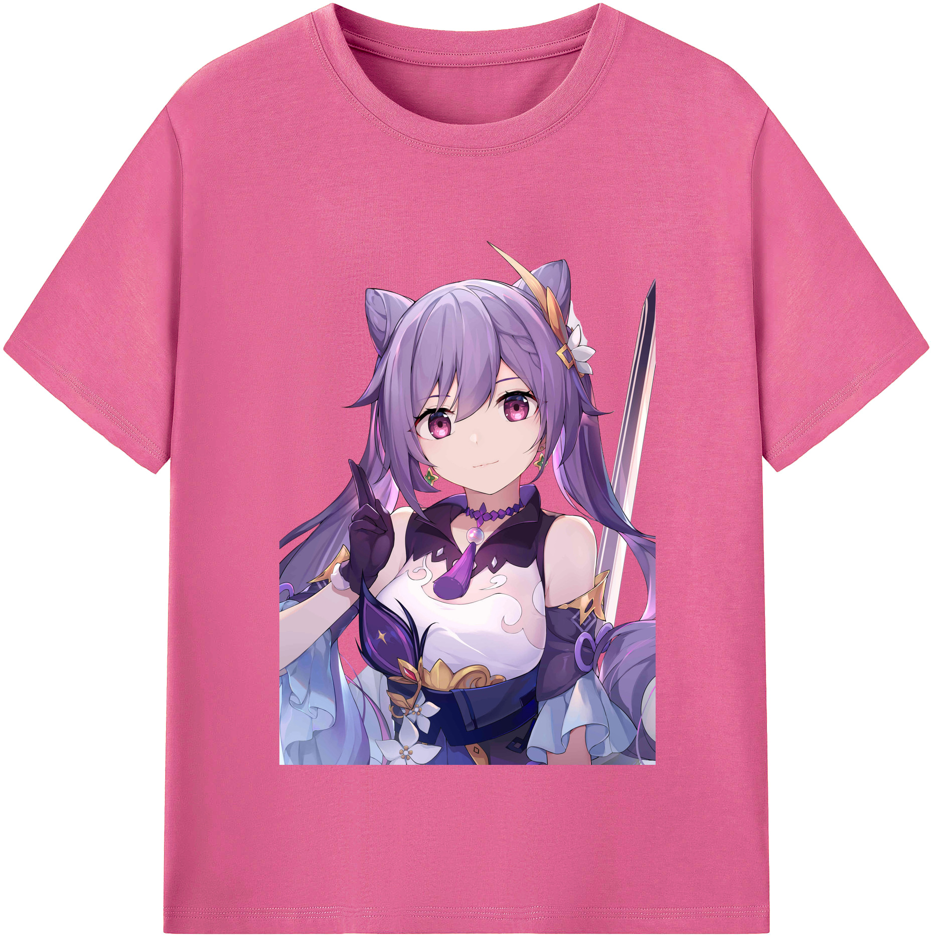 げんし神 刻晴 こくせい genshin Kokusei レディースカジュアルプリントTシャツ（綿100％）
