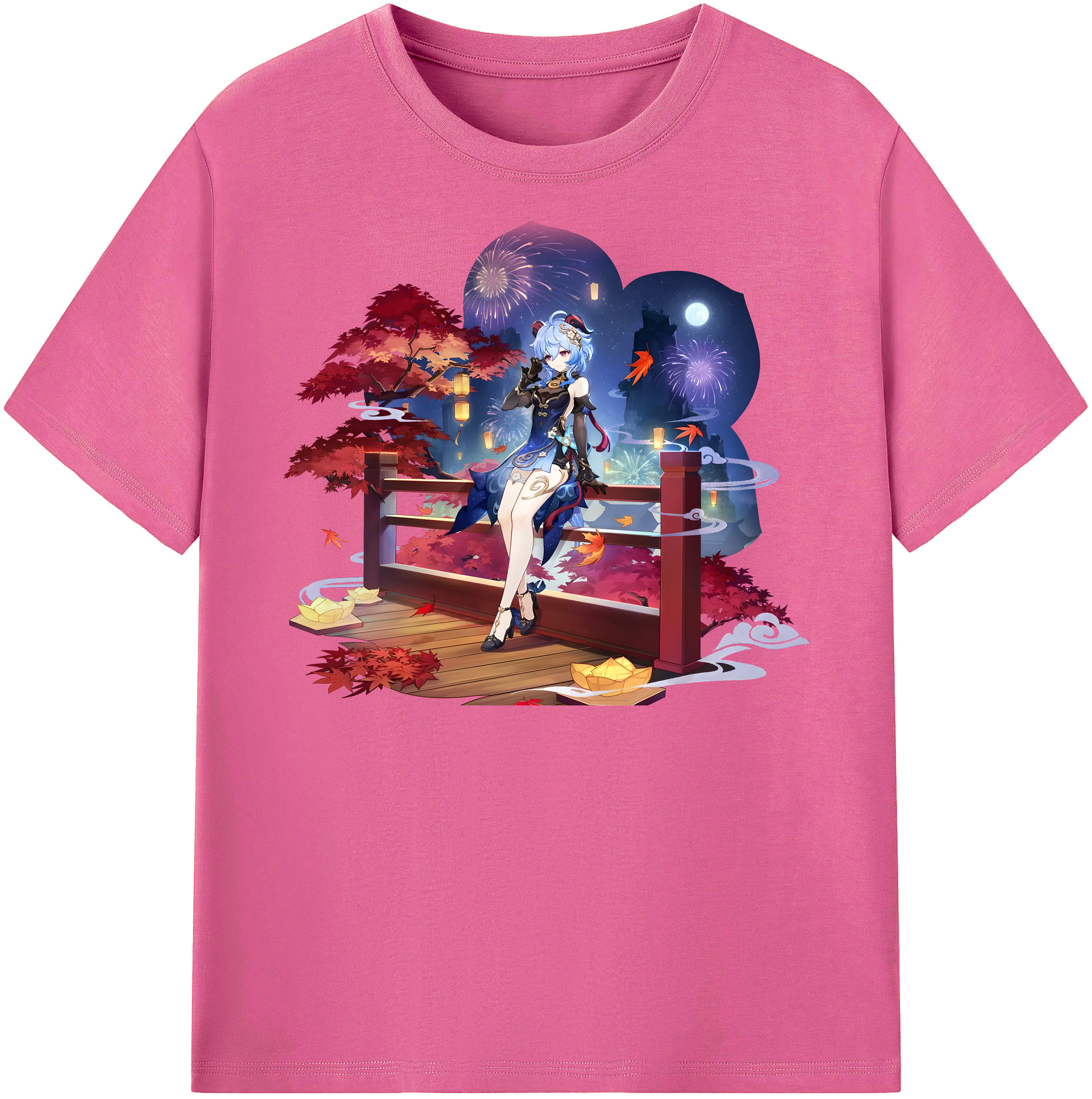 げんし神 甘雨 かんう genshin Ganyu レディースカジュアルプリントTシャツ（綿100％）