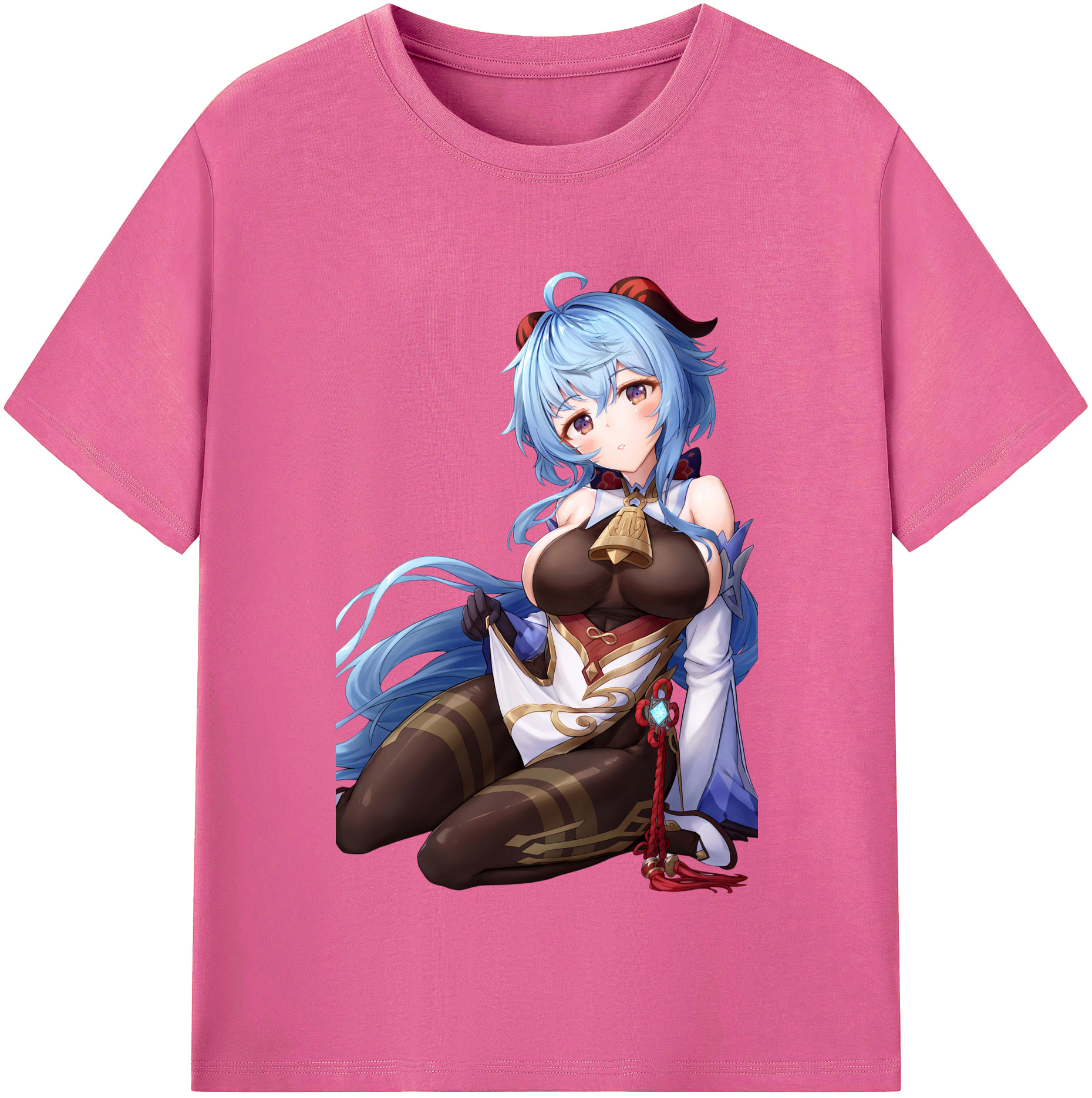 げんし神 甘雨 かんう genshin Ganyu レディースカジュアルプリントTシャツ（綿100％）
