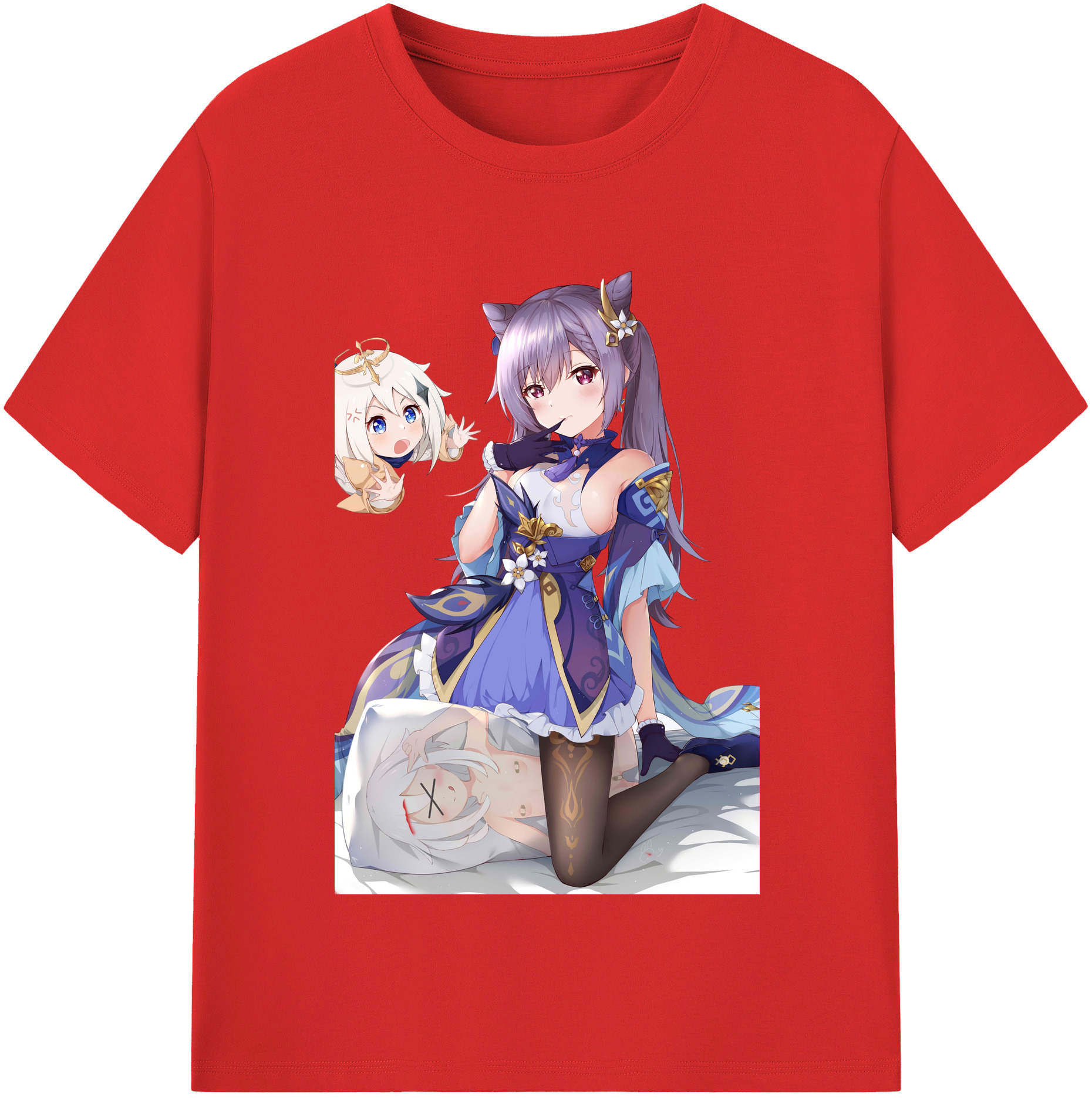 げんし神 刻晴 こくせい genshin Kokusei レディースカジュアルプリントTシャツ（綿100％）