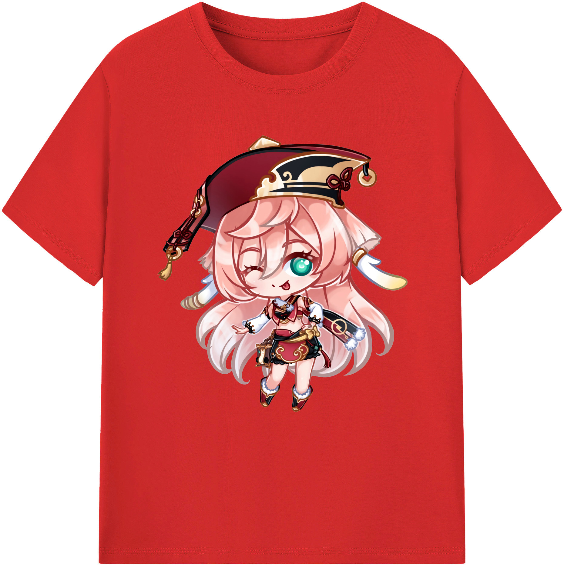 げんし神 ヤンフェイ genshin Yanfei レディースカジュアルプリントTシャツ（綿100％）