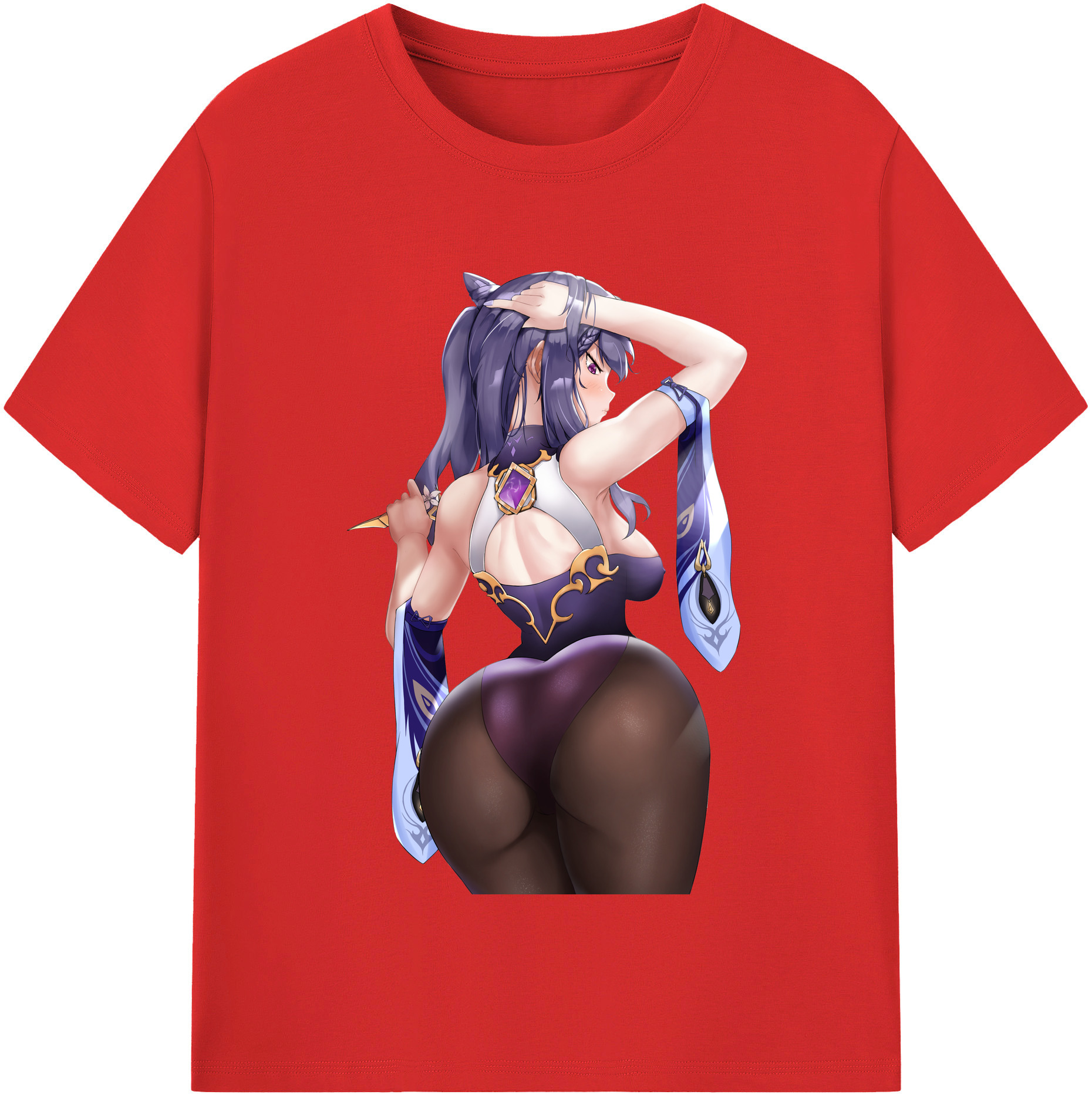 げんし神 刻晴 こくせい genshin Kokusei レディースカジュアルプリントTシャツ（綿100％）