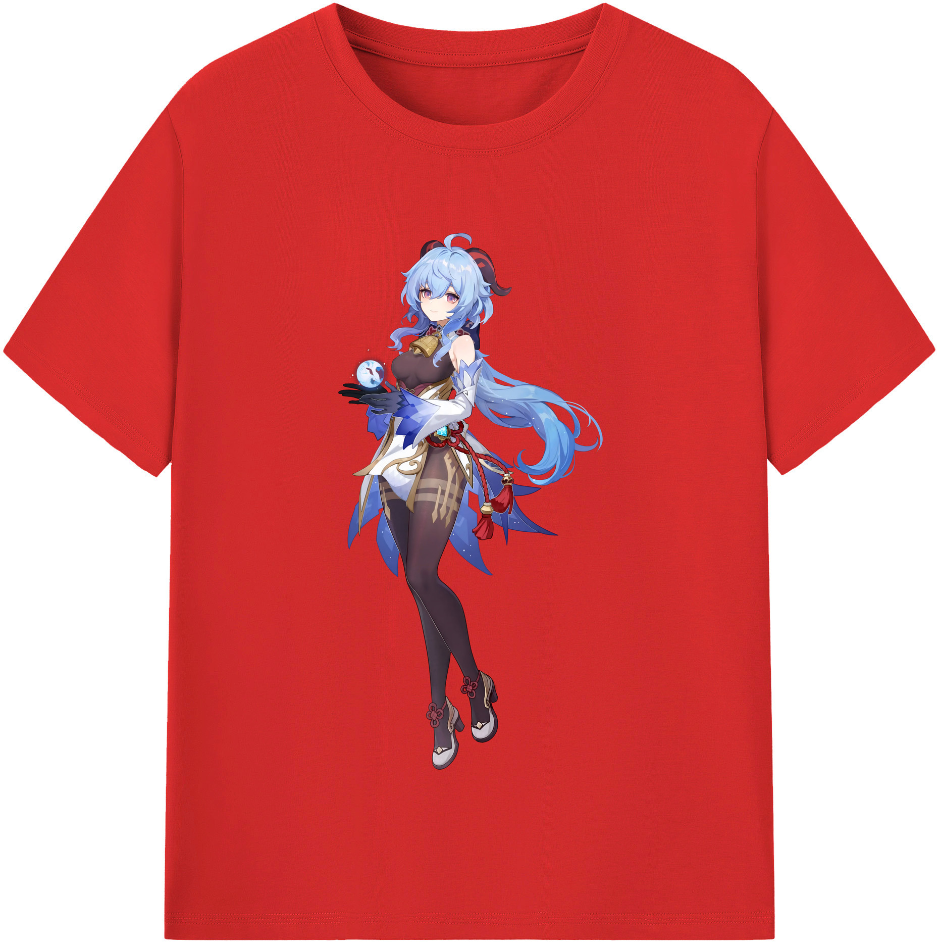 げんし神 甘雨 かんう genshin Ganyu レディースカジュアルプリントTシャツ（綿100％）