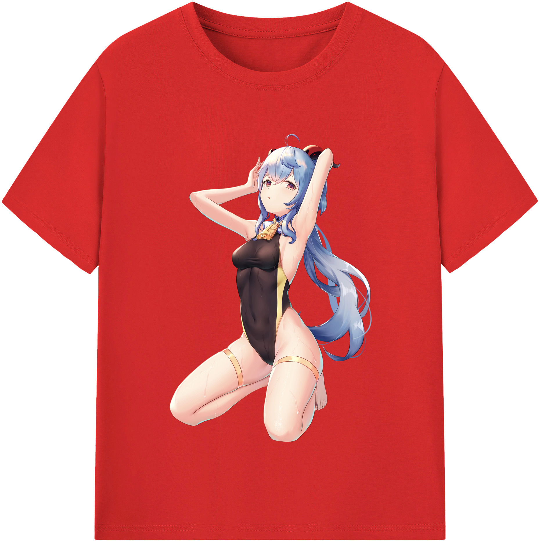 げんし神 甘雨 かんう genshin Ganyu レディースカジュアルプリントTシャツ（綿100％）