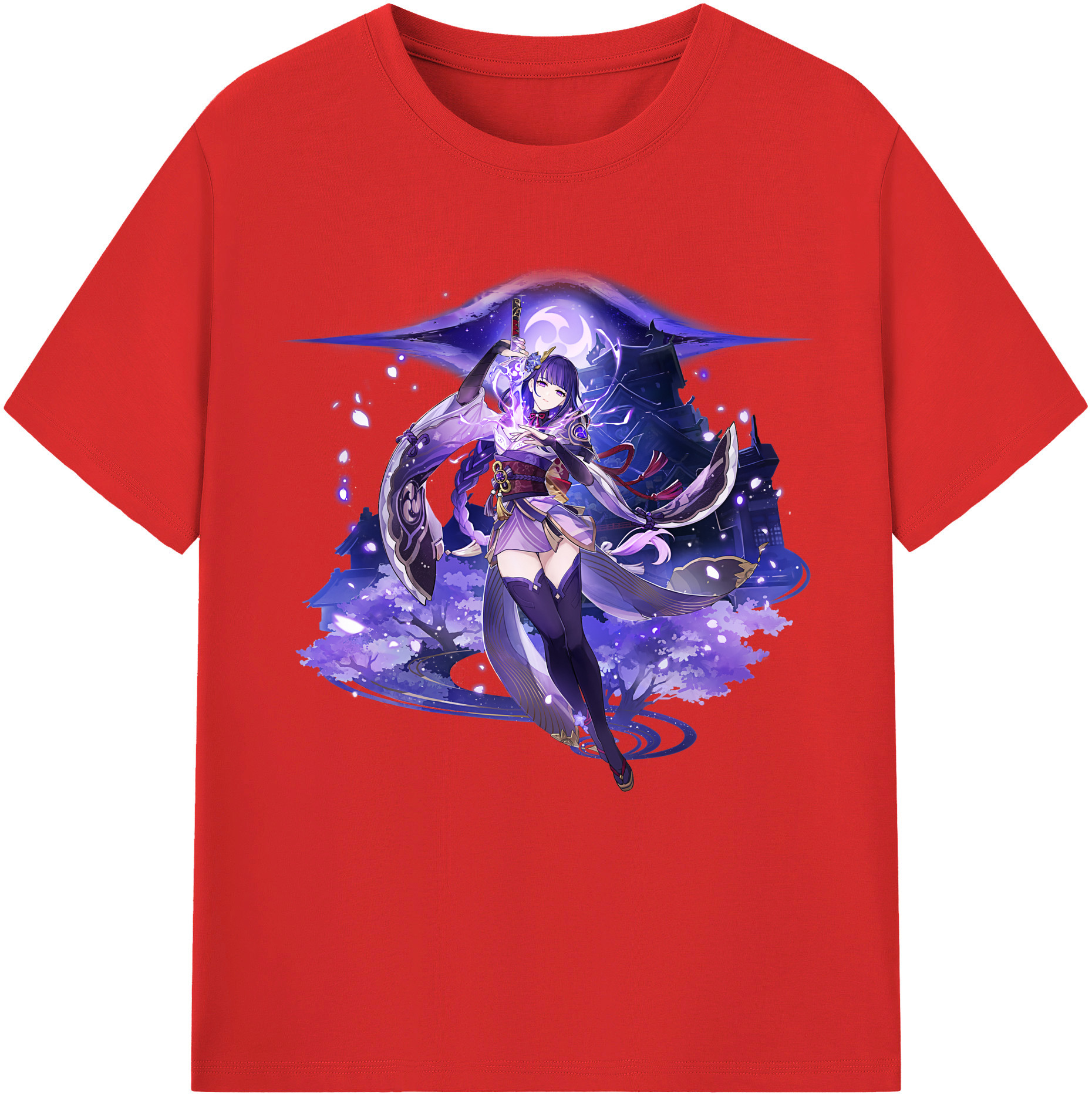 げんし神 雷電将軍 らいでんしょうぐん genshin Raiden Shogun レディースカジュアルプリントTシャツ（綿100％）