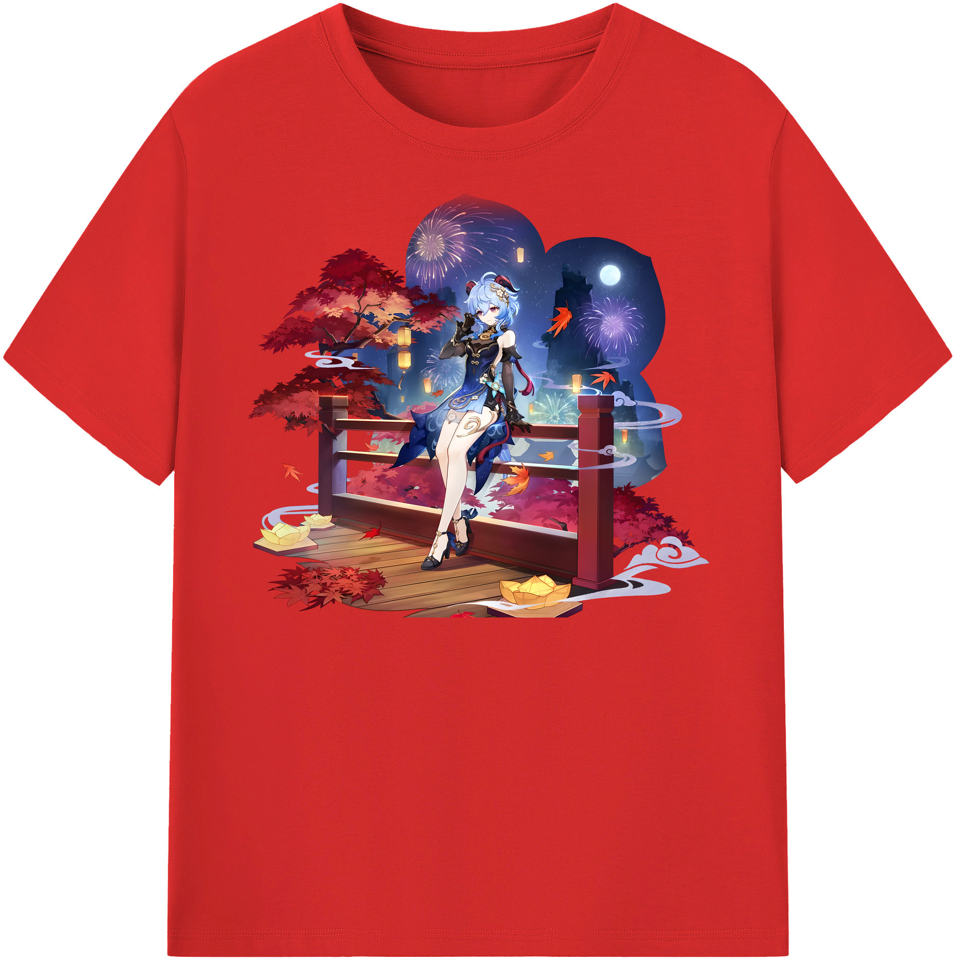 げんし神 甘雨 かんう genshin Ganyu レディースカジュアルプリントTシャツ（綿100％）