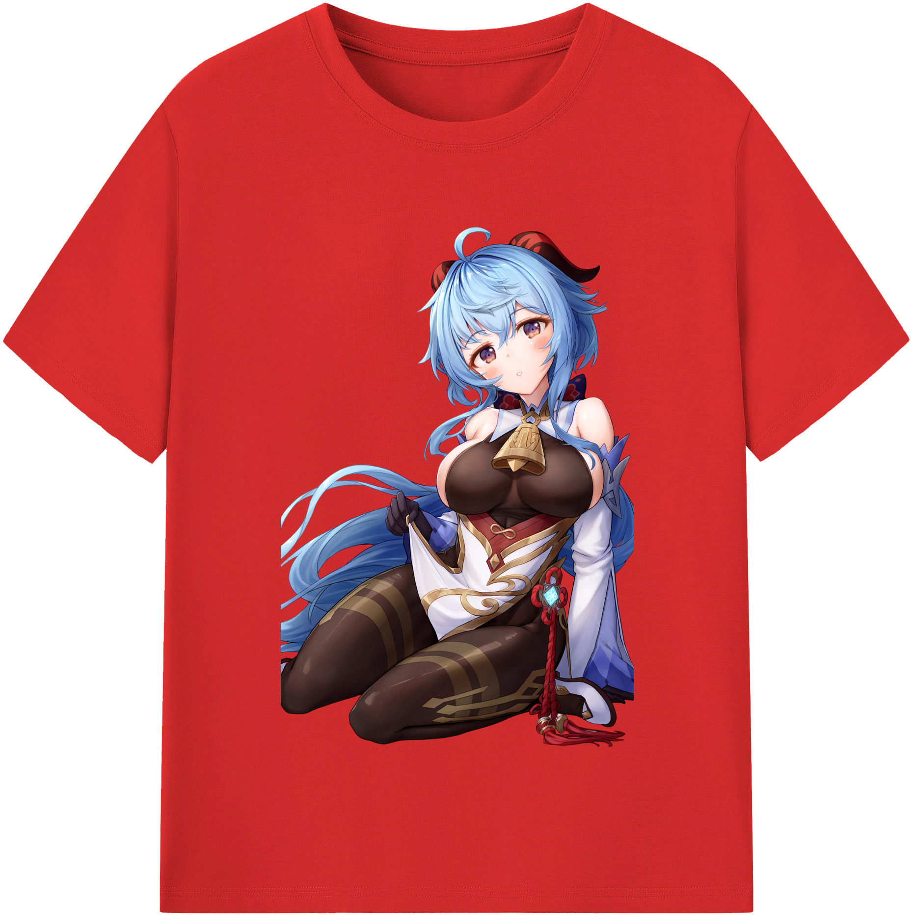 げんし神 甘雨 かんう genshin Ganyu レディースカジュアルプリントTシャツ（綿100％）
