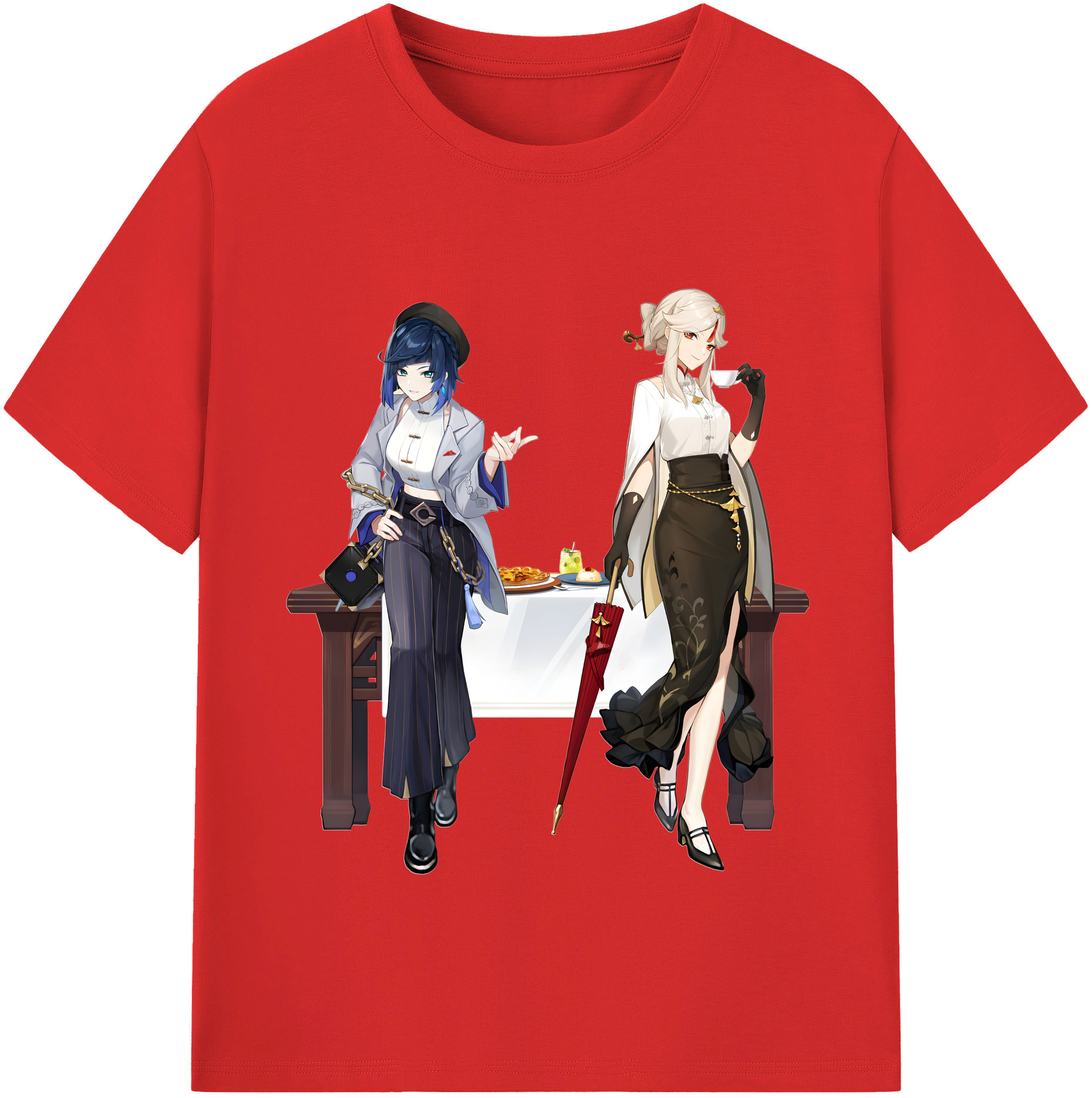 げんし神 夜兰 やらん genshin Yaran レディースカジュアルプリントTシャツ（綿100％）