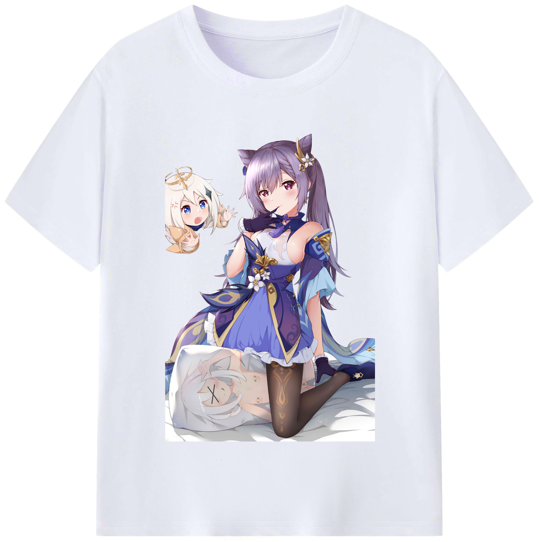 げんし神 刻晴 こくせい genshin Kokusei レディースカジュアルプリントTシャツ（綿100％）