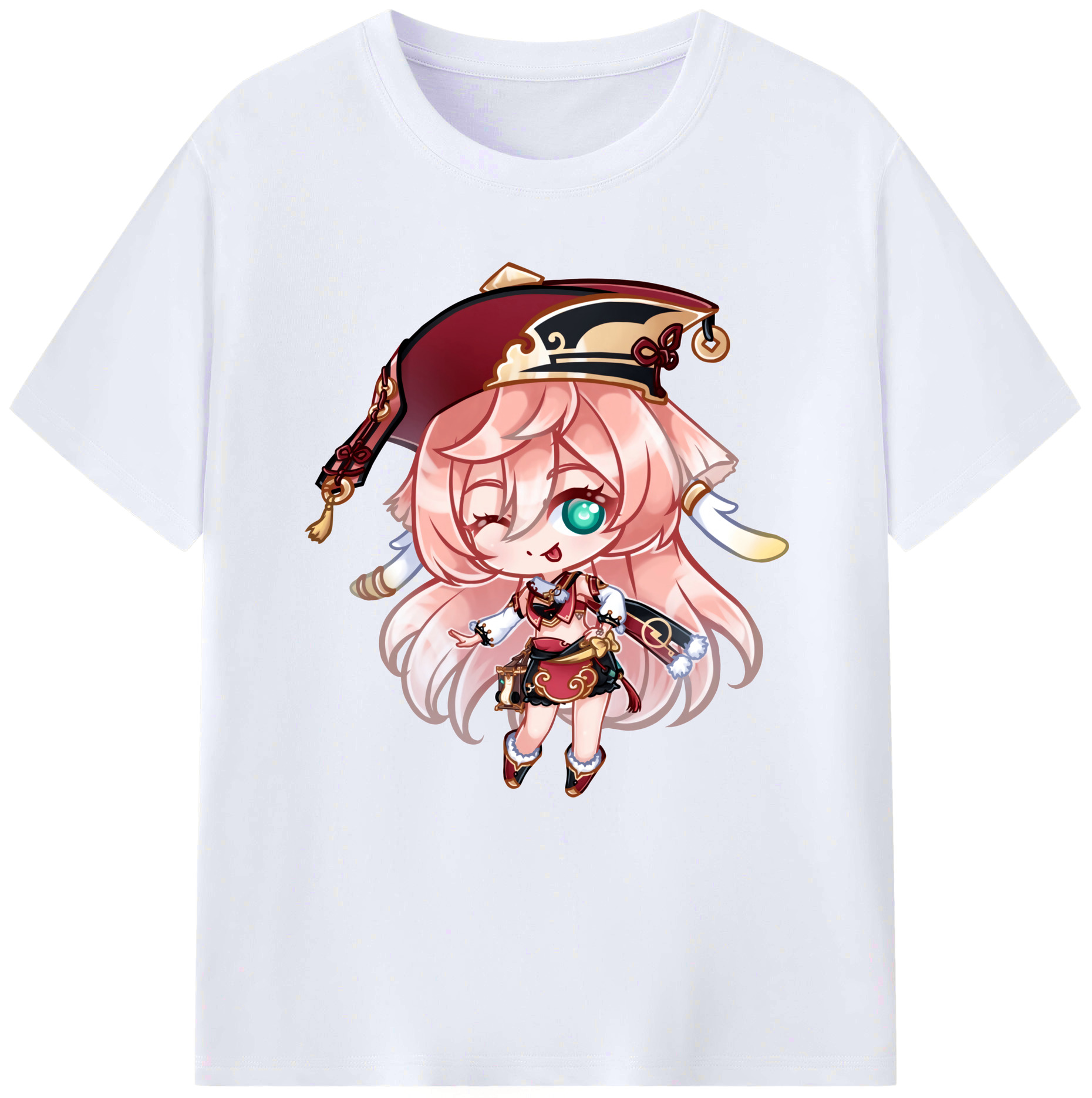 げんし神 ヤンフェイ genshin Yanfei レディースカジュアルプリントTシャツ（綿100％）