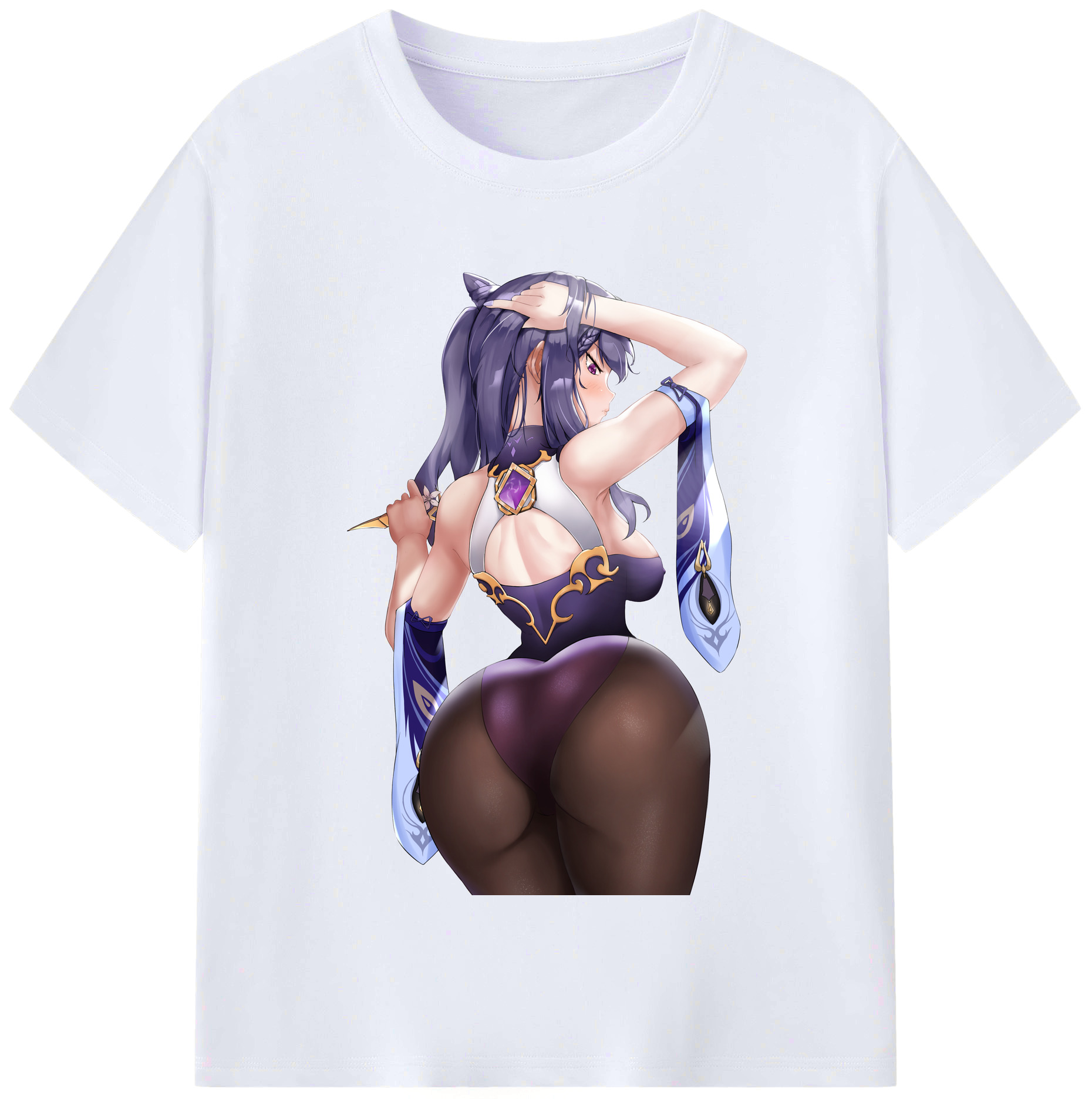 げんし神 刻晴 こくせい genshin Kokusei レディースカジュアルプリントTシャツ（綿100％）