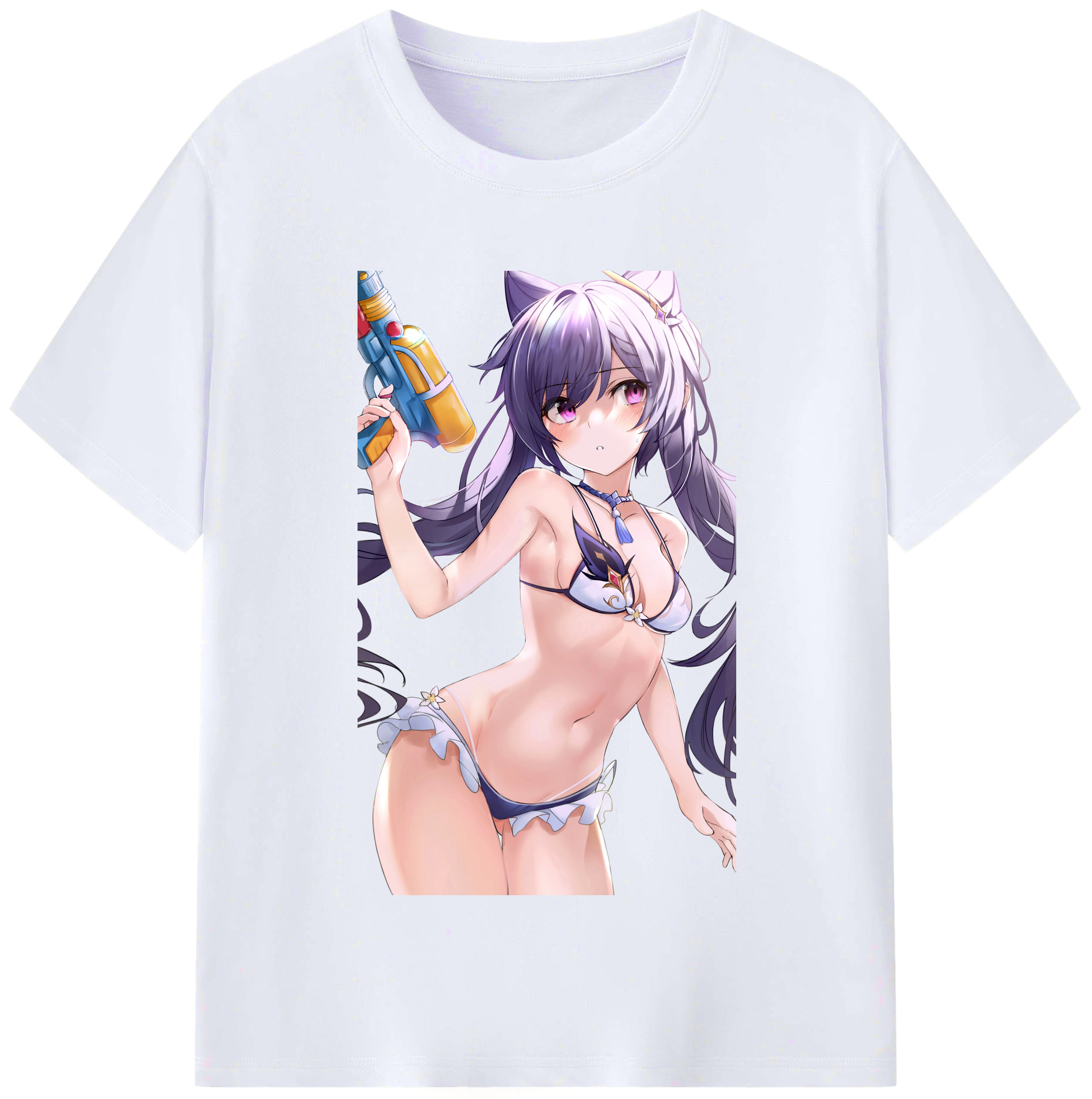 げんし神 刻晴 こくせい genshin Kokusei レディースカジュアルプリントTシャツ（綿100％）