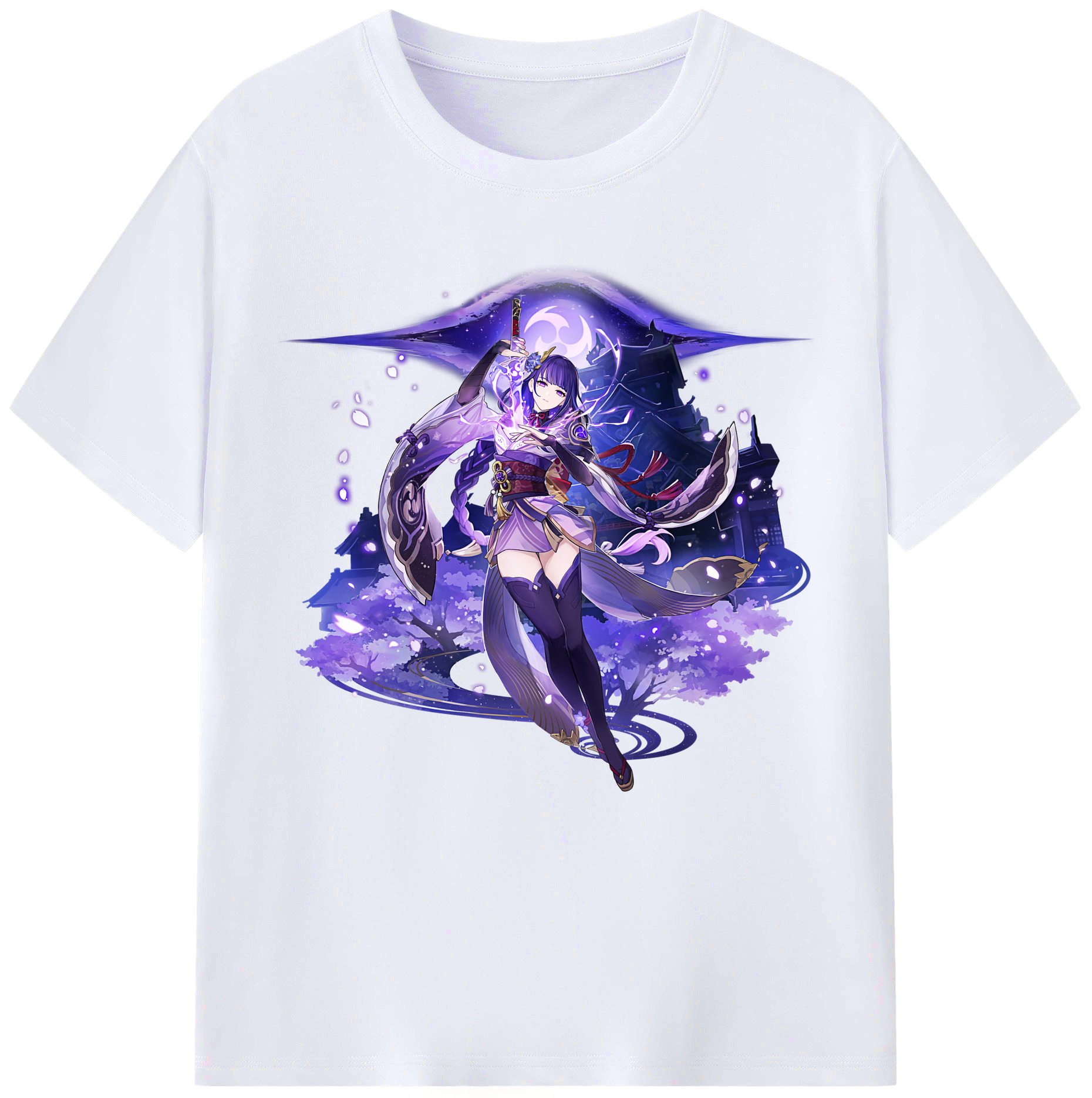 げんし神 雷電将軍 らいでんしょうぐん genshin Raiden Shogun レディースカジュアルプリントTシャツ（綿100％）