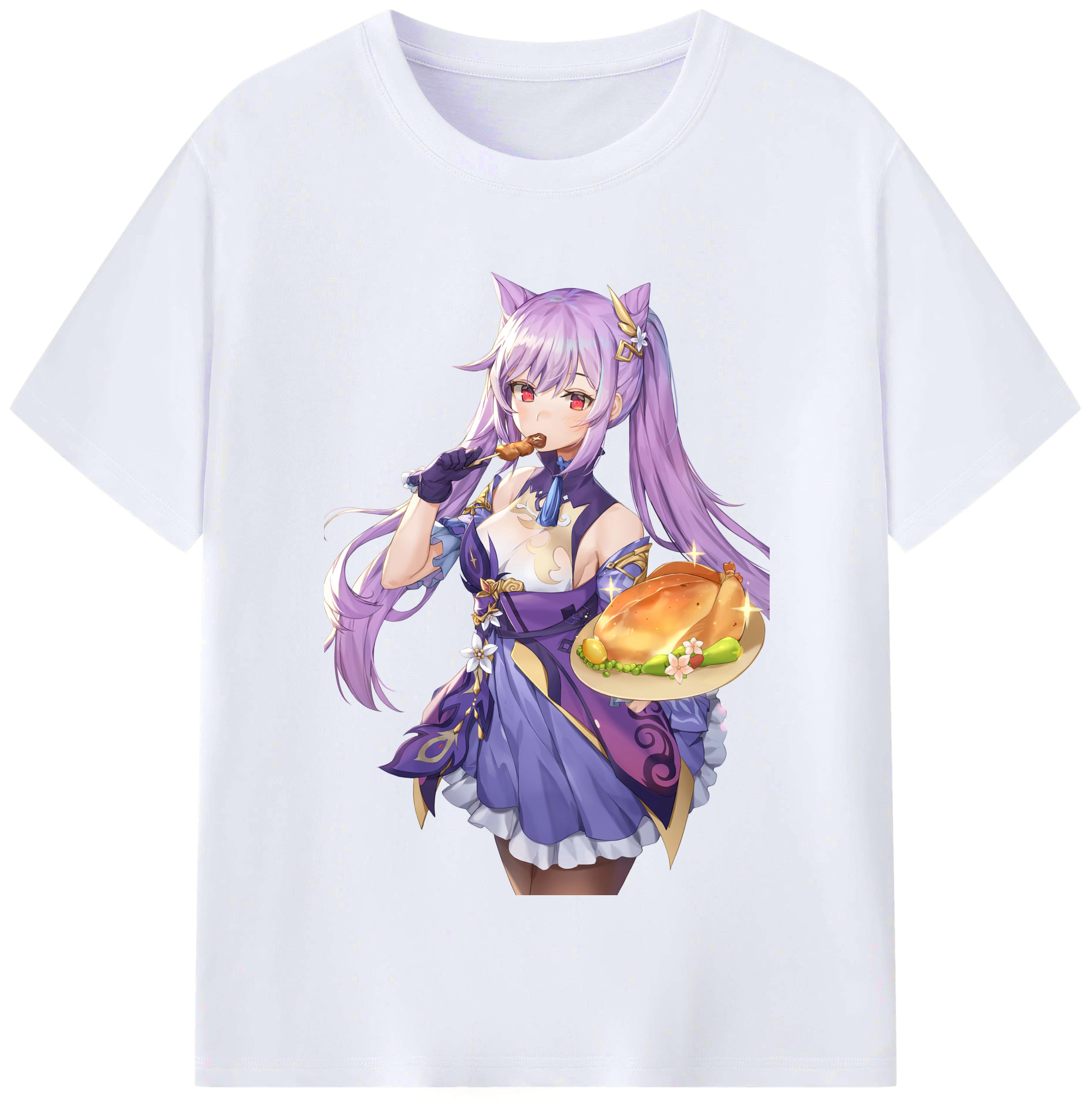 げんし神 刻晴 こくせい genshin Kokusei レディースカジュアルプリントTシャツ（綿100％）
