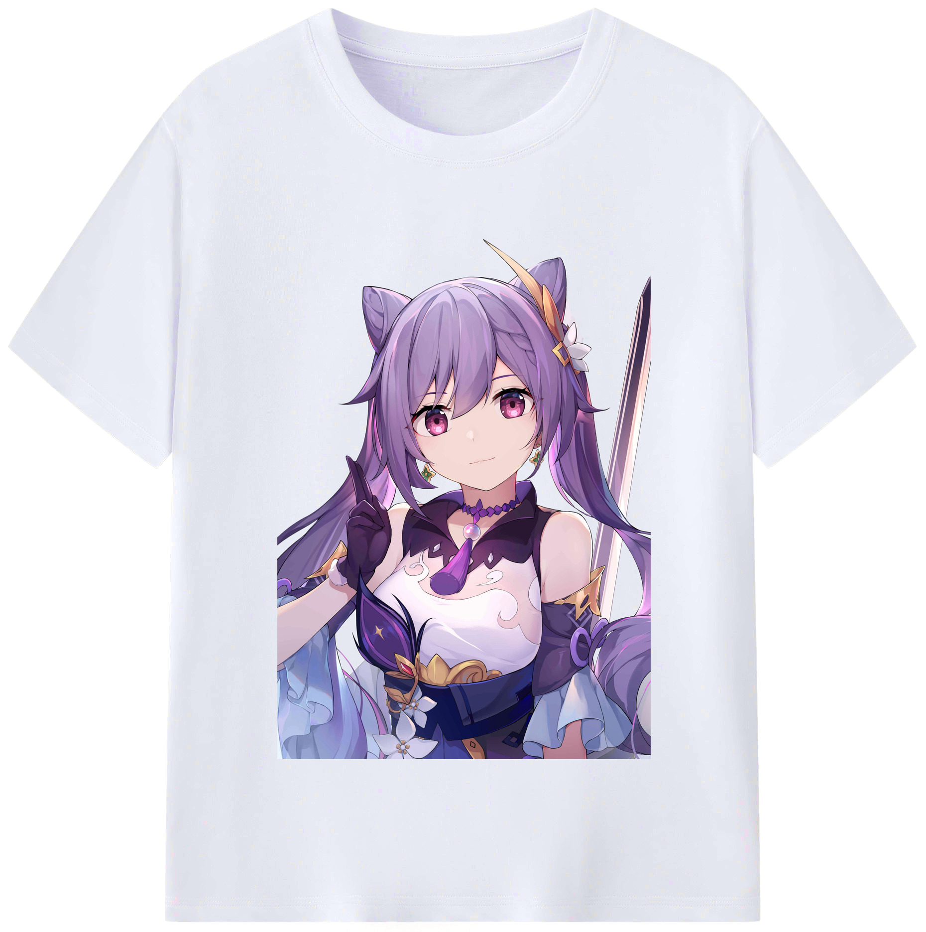 げんし神 刻晴 こくせい genshin Kokusei レディースカジュアルプリントTシャツ（綿100％）