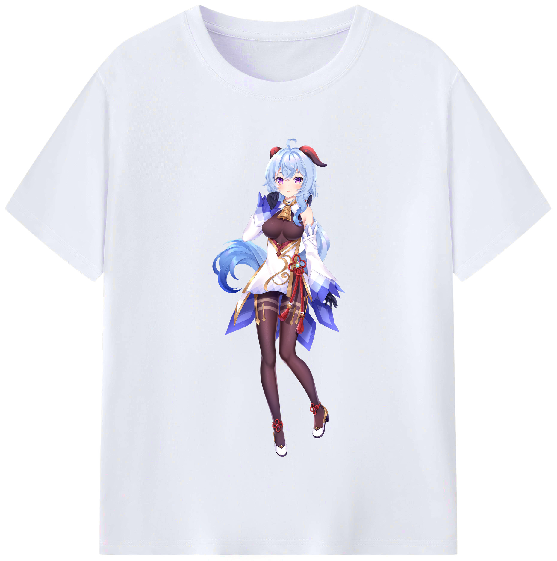 げんし神 甘雨 かんう genshin Ganyu レディースカジュアルプリントTシャツ（綿100％）
