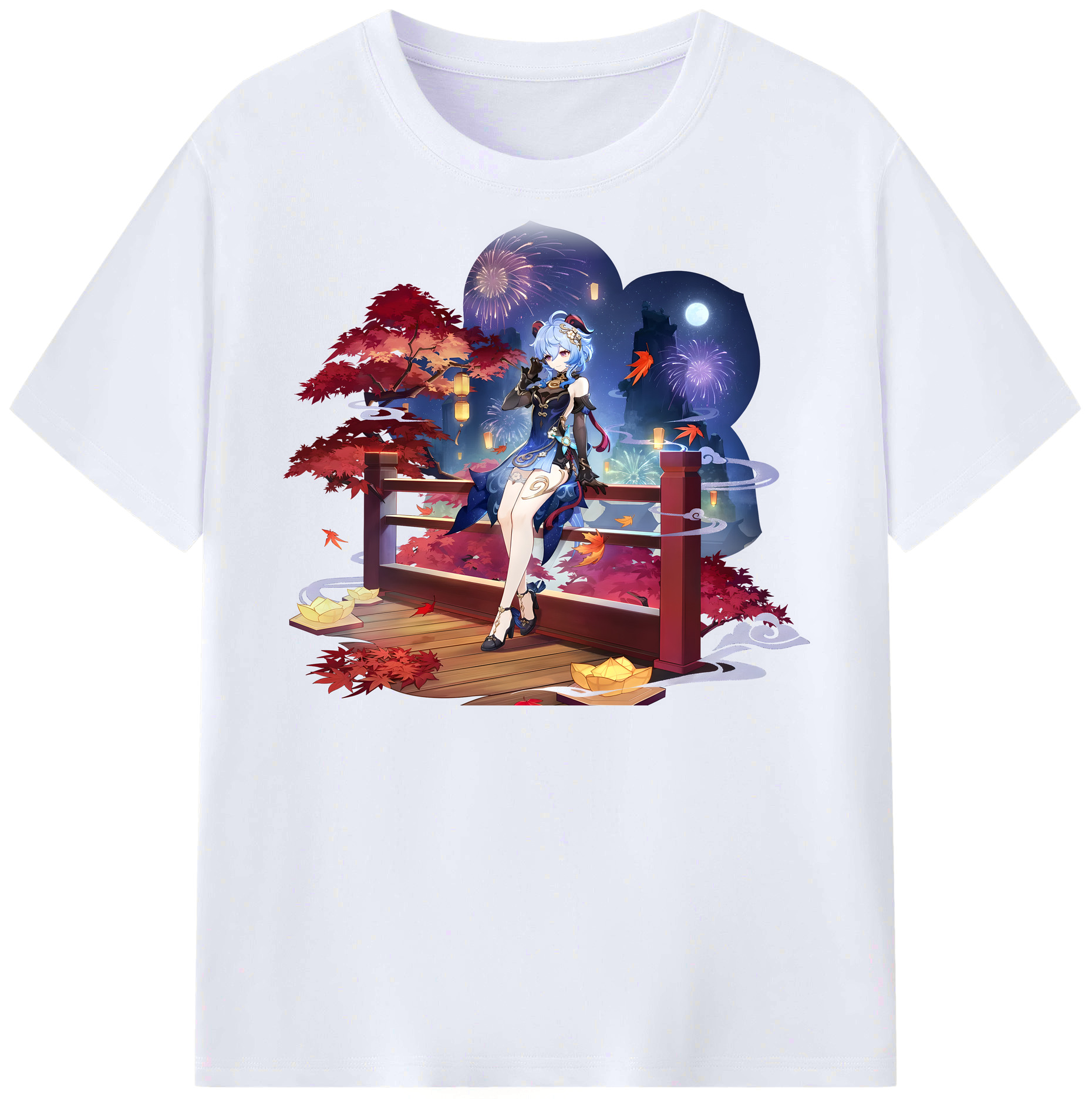 げんし神 甘雨 かんう genshin Ganyu レディースカジュアルプリントTシャツ（綿100％）