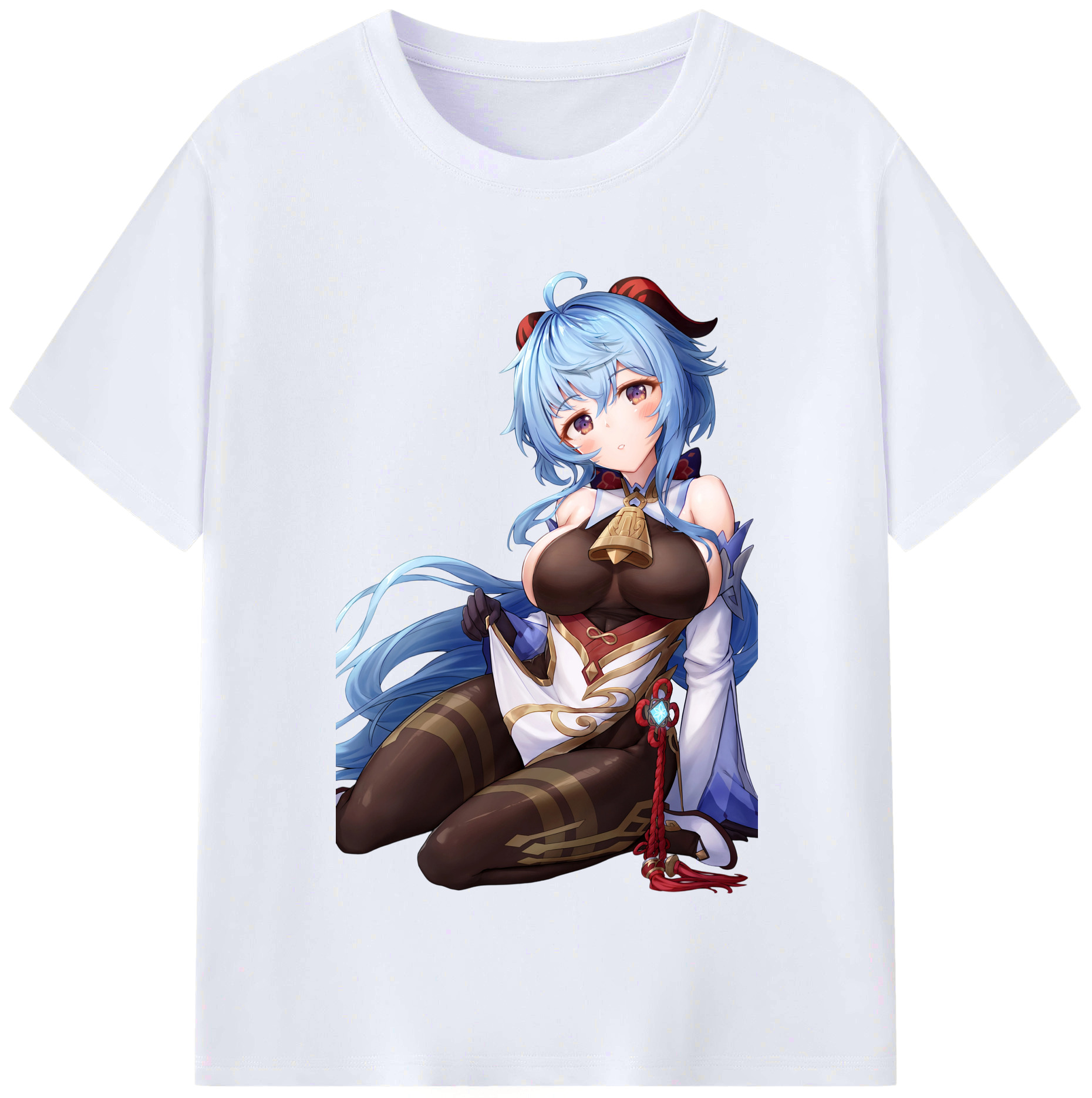 げんし神 甘雨 かんう genshin Ganyu レディースカジュアルプリントTシャツ（綿100％）