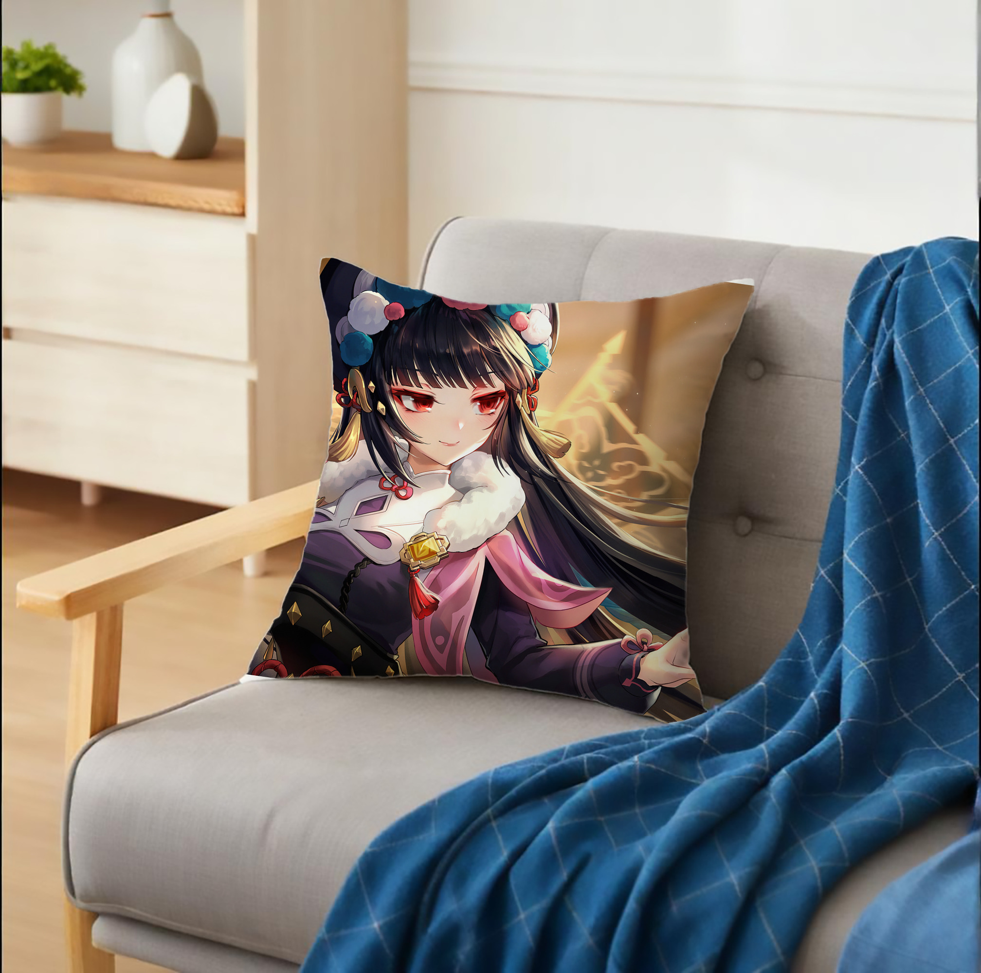 げんし神 genshin クッションカバー＆本体セット（ポリエステル素材）