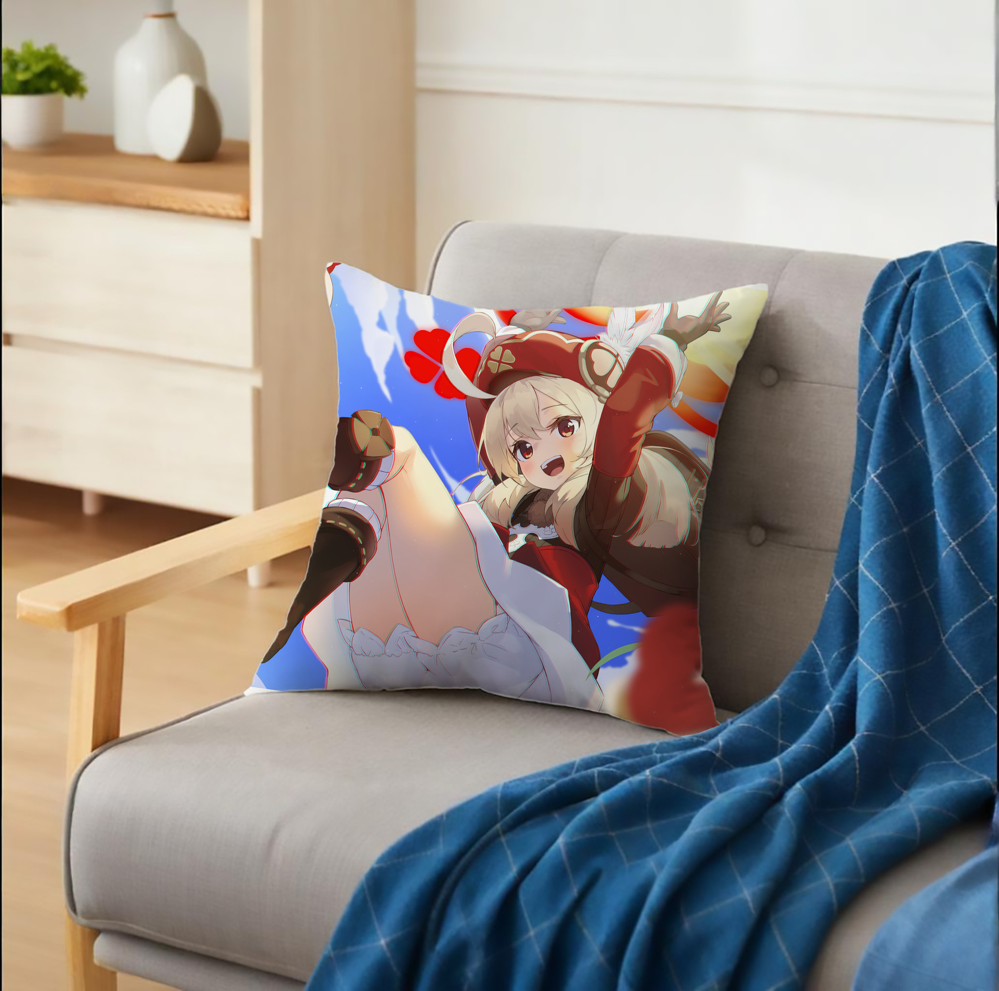 げんし神 genshin クッションカバー＆本体セット（ポリエステル素材）