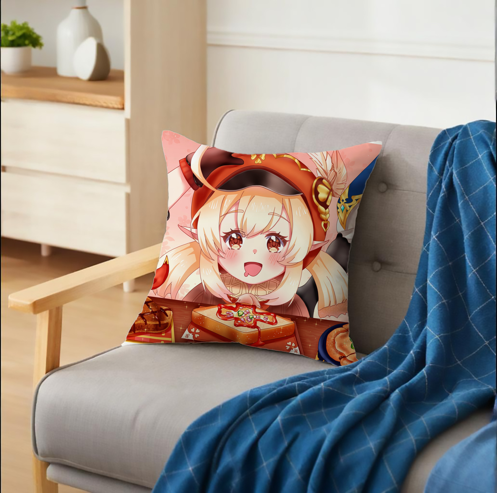 げんし神 genshin クッションカバー＆本体セット（ポリエステル素材）