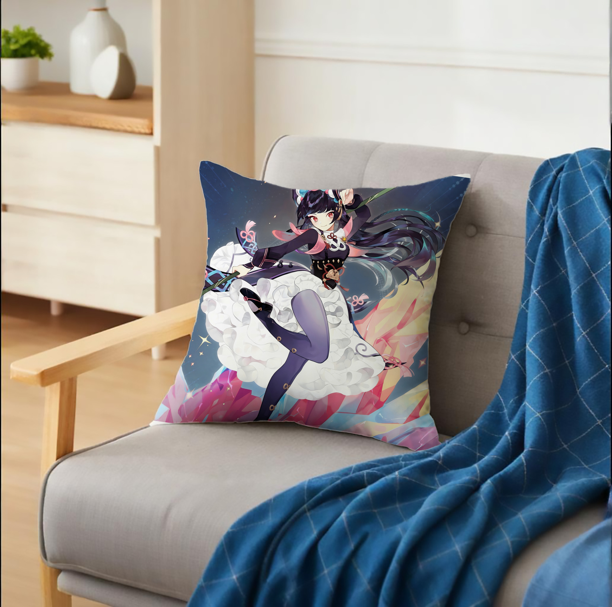 げんし神 genshin クッションカバー＆本体セット（ポリエステル素材）