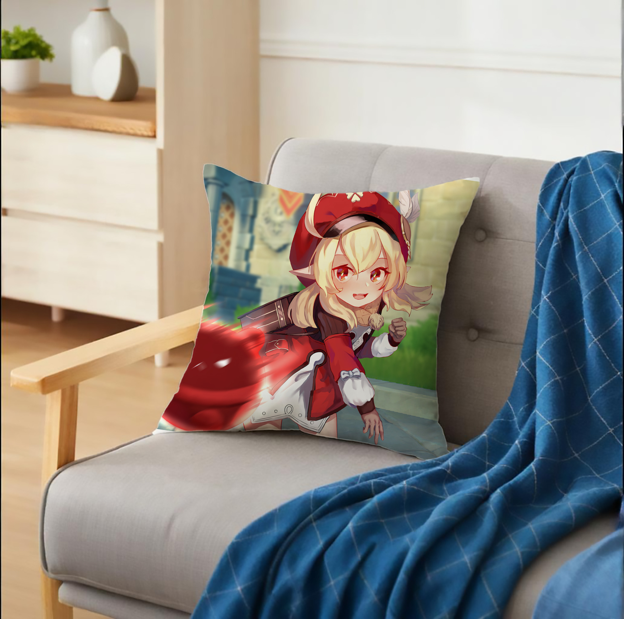 げんし神 genshin クッションカバー＆本体セット（ポリエステル素材）