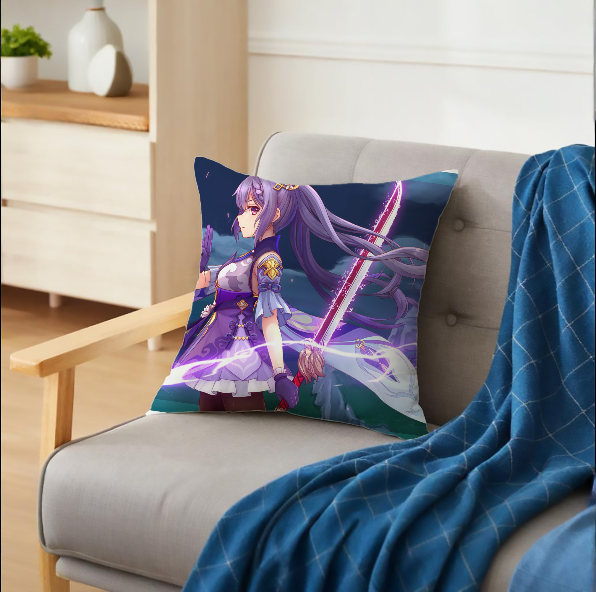 げんし神 genshin クッションカバー＆本体セット（ポリエステル素材）