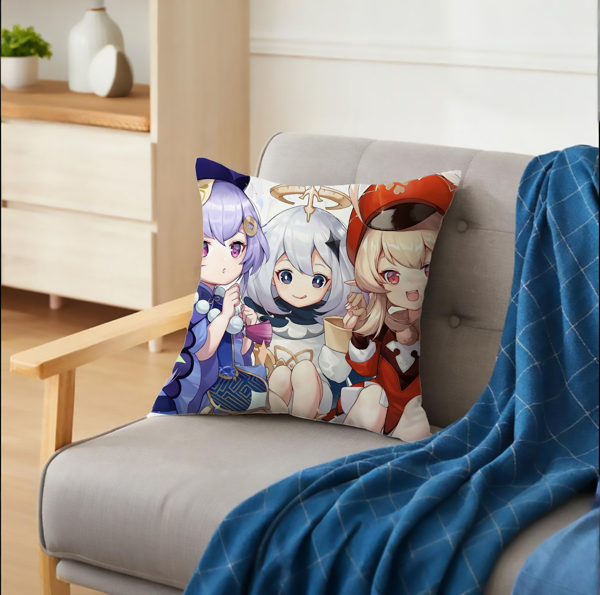 げんし神 genshin クッションカバー＆本体セット（ポリエステル素材）