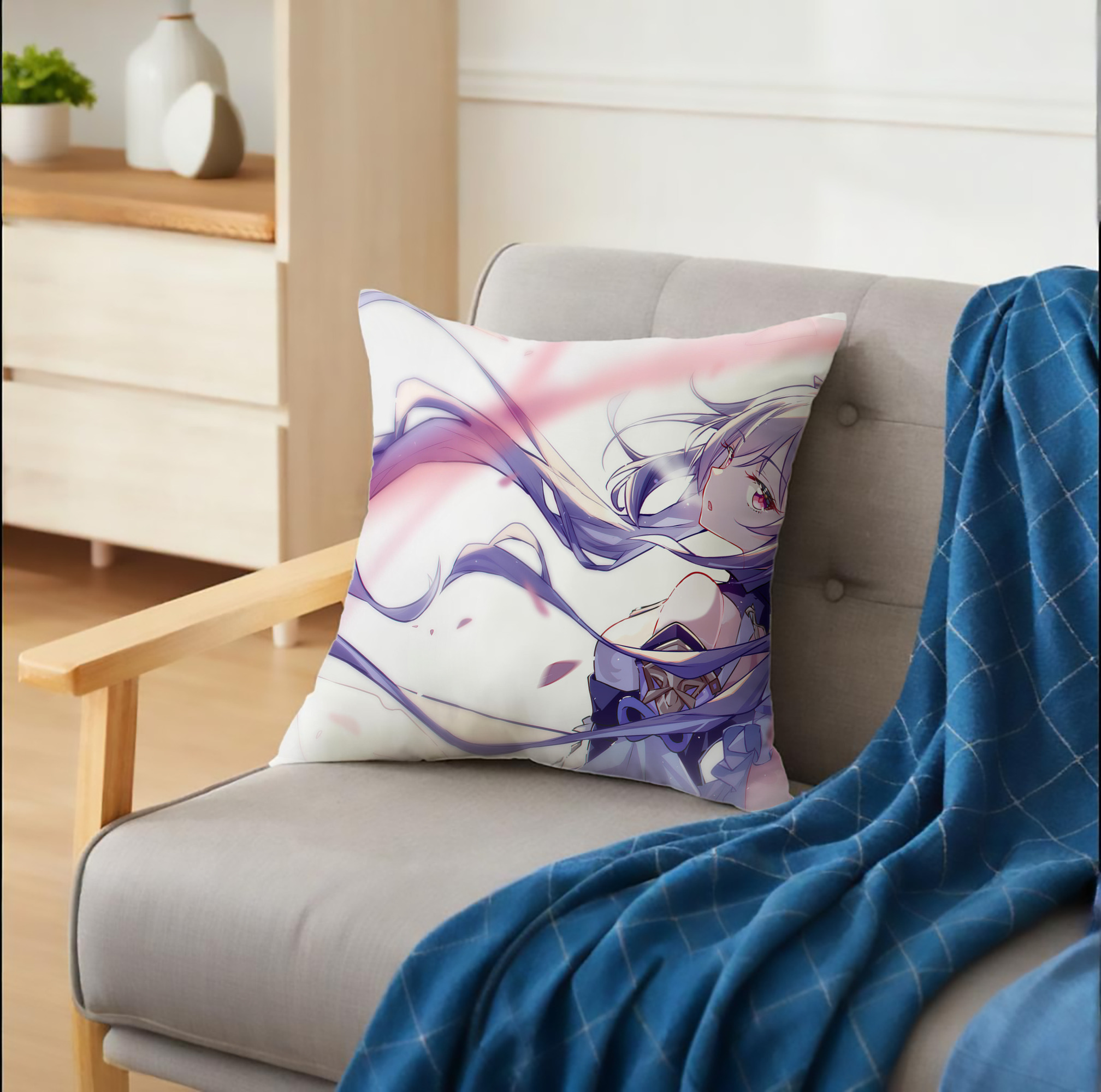 げんし神 genshin クッションカバー＆本体セット（ポリエステル素材）