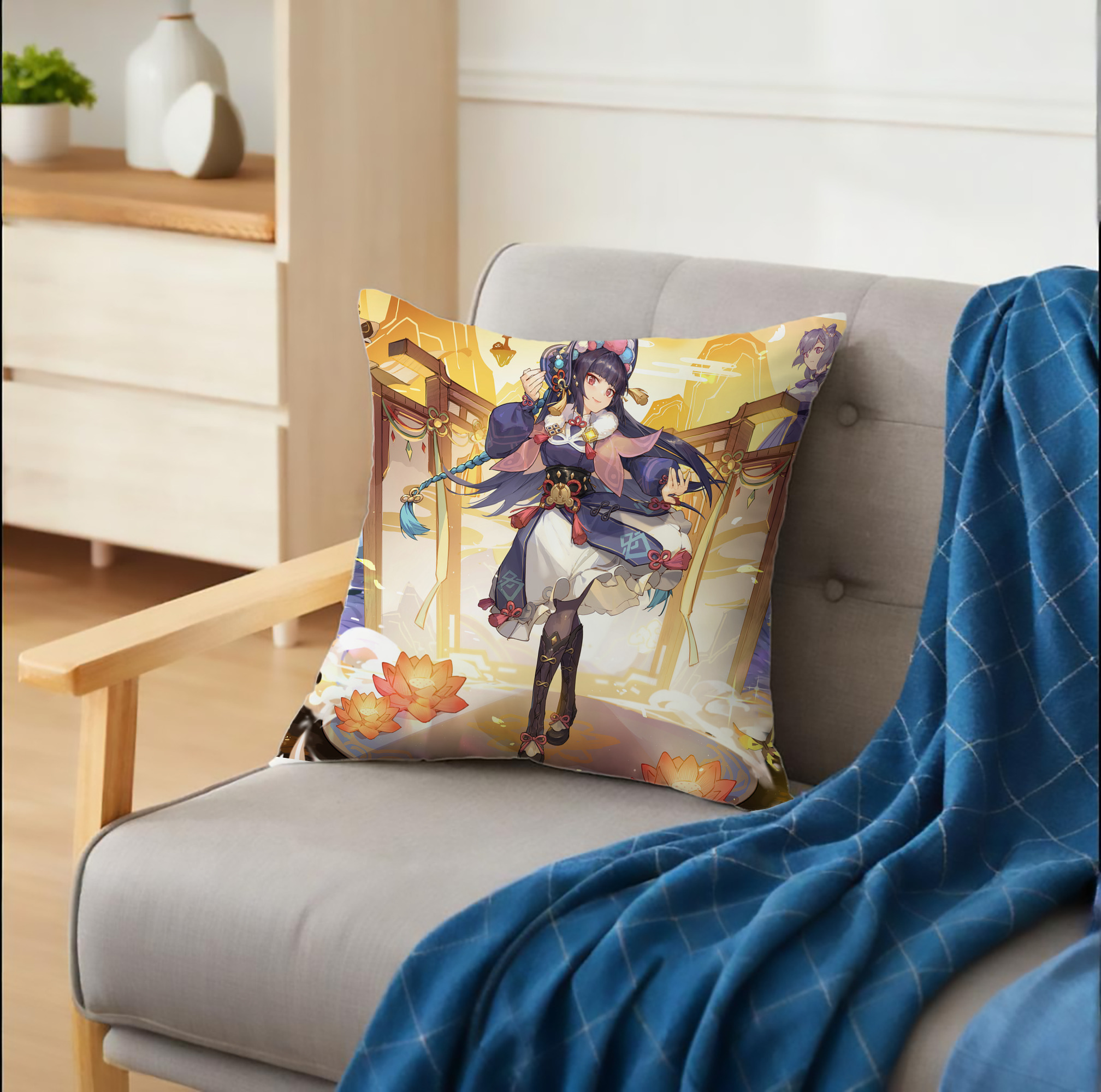 げんし神 genshin クッションカバー＆本体セット（ポリエステル素材）