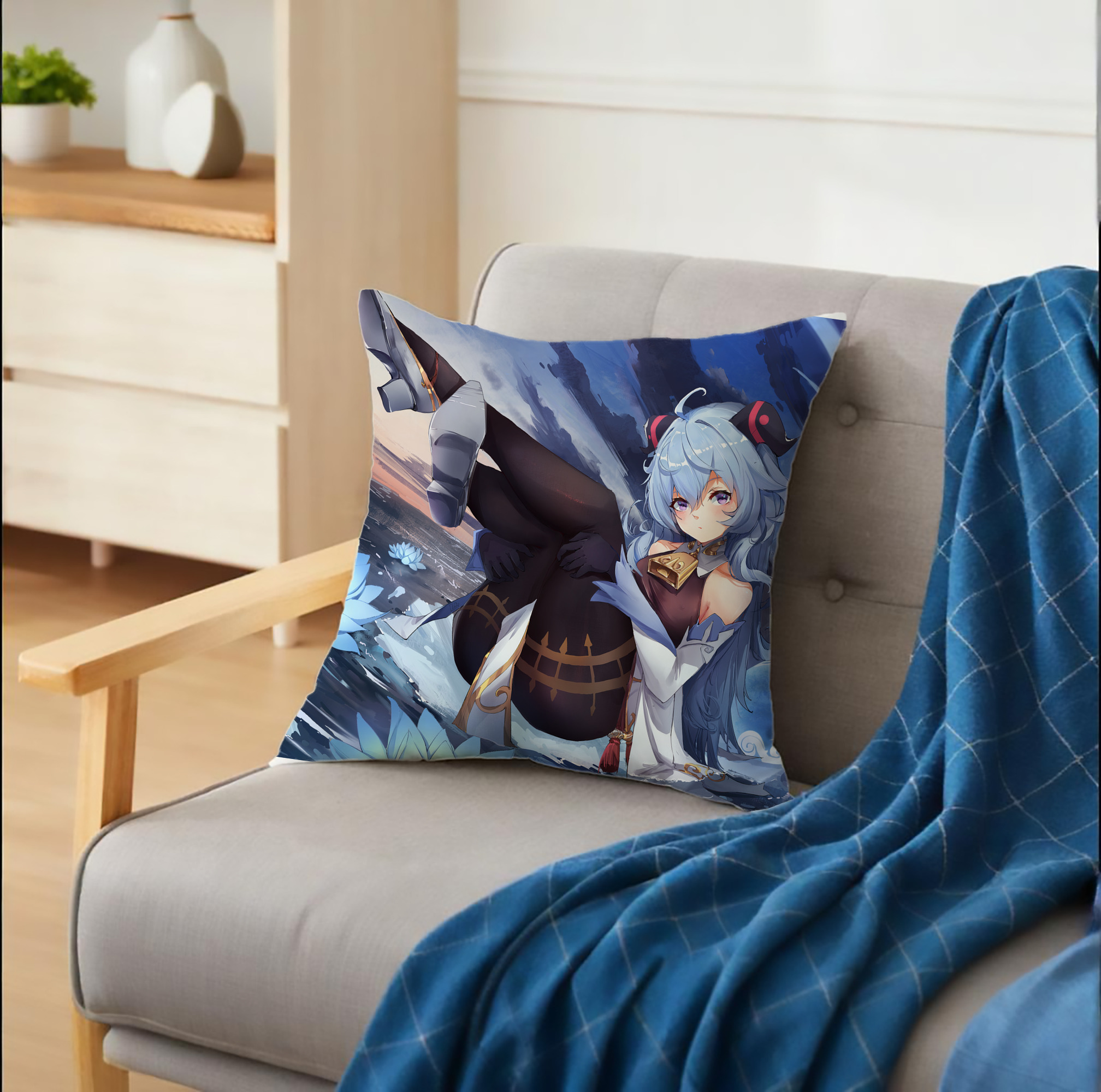 げんし神 genshin クッションカバー＆本体セット（ポリエステル素材）