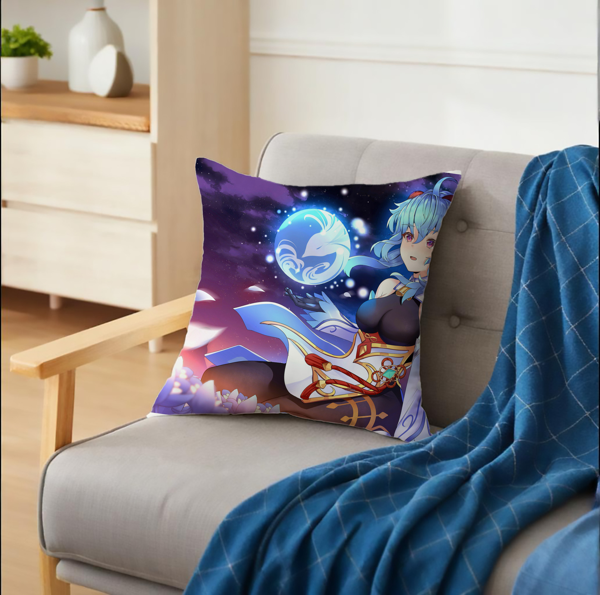 げんし神 genshin クッションカバー＆本体セット（ポリエステル素材）