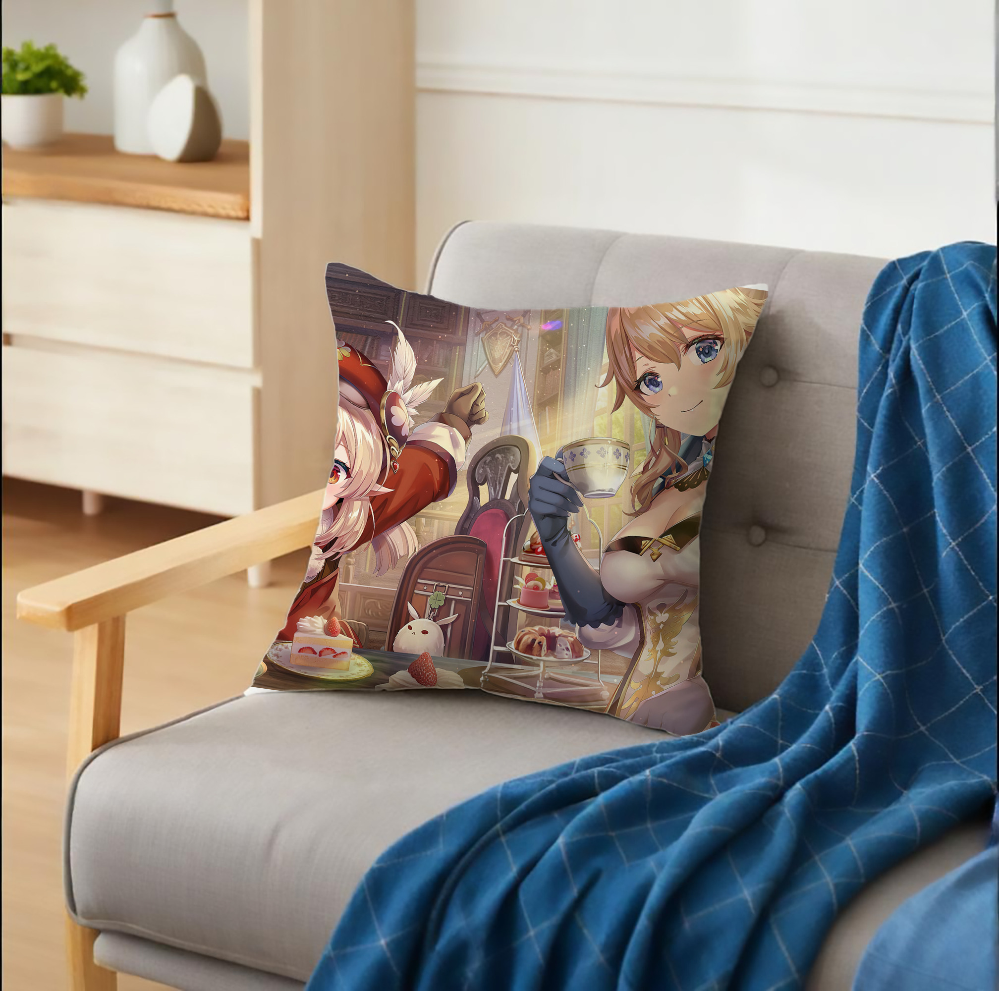 げんし神 genshin クッションカバー＆本体セット（ポリエステル素材）