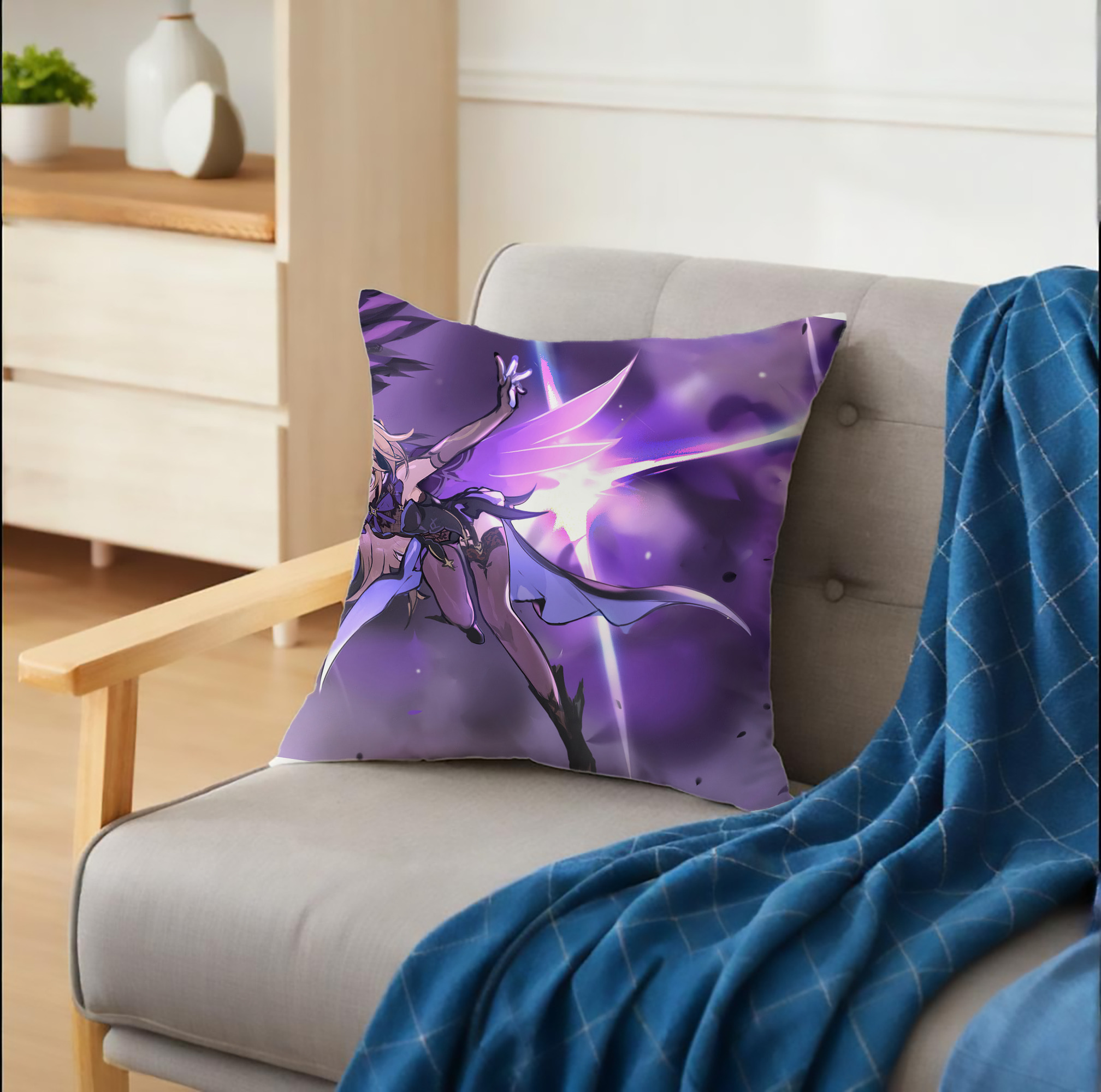 げんし神 genshin クッションカバー＆本体セット（ポリエステル素材）