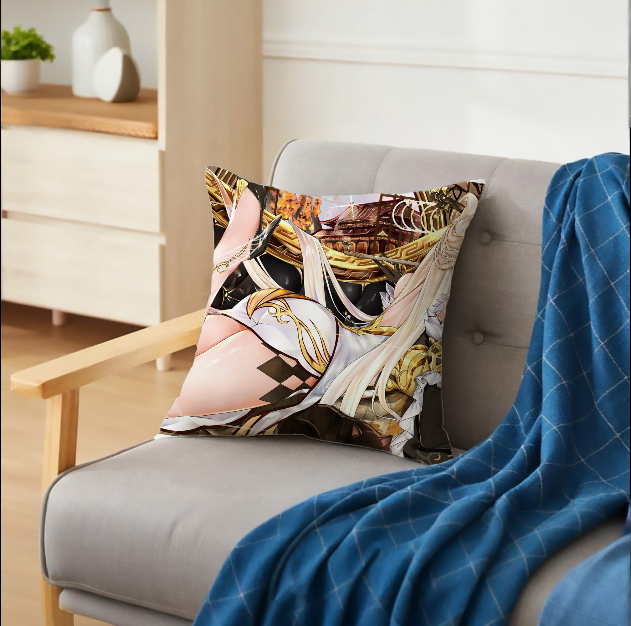 げんし神 genshin クッションカバー＆本体セット（ポリエステル素材）