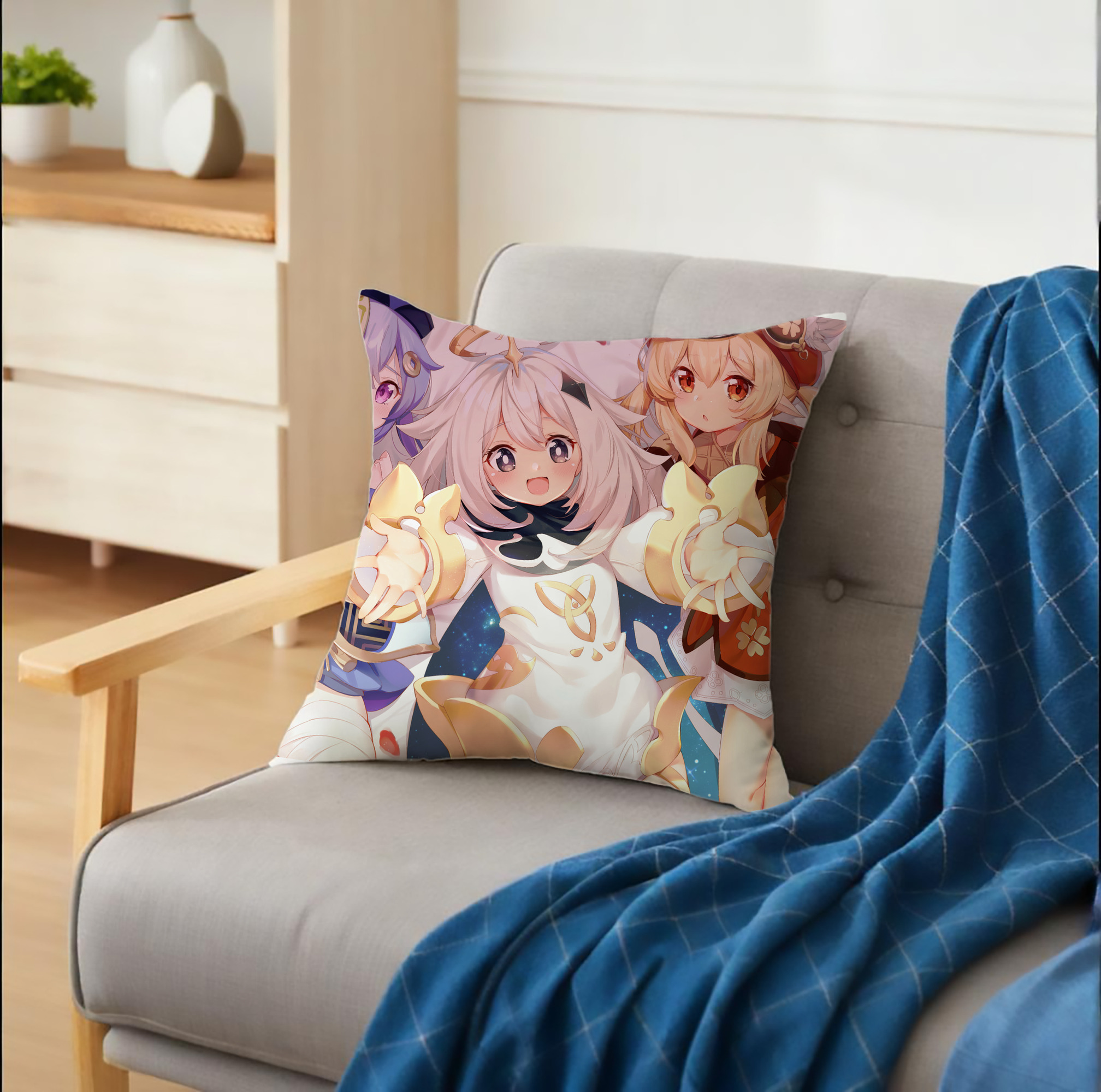 げんし神 genshin クッションカバー＆本体セット（ポリエステル素材）