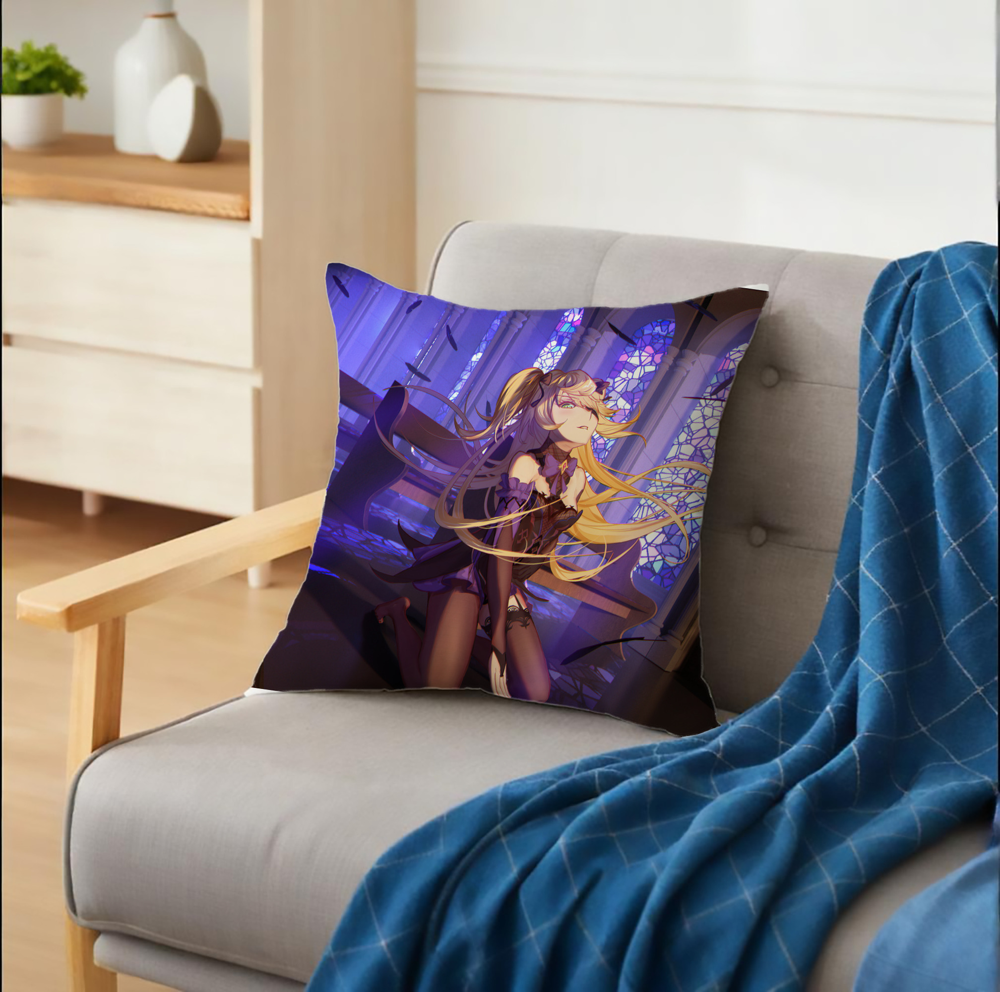 げんし神 genshin クッションカバー＆本体セット（ポリエステル素材）