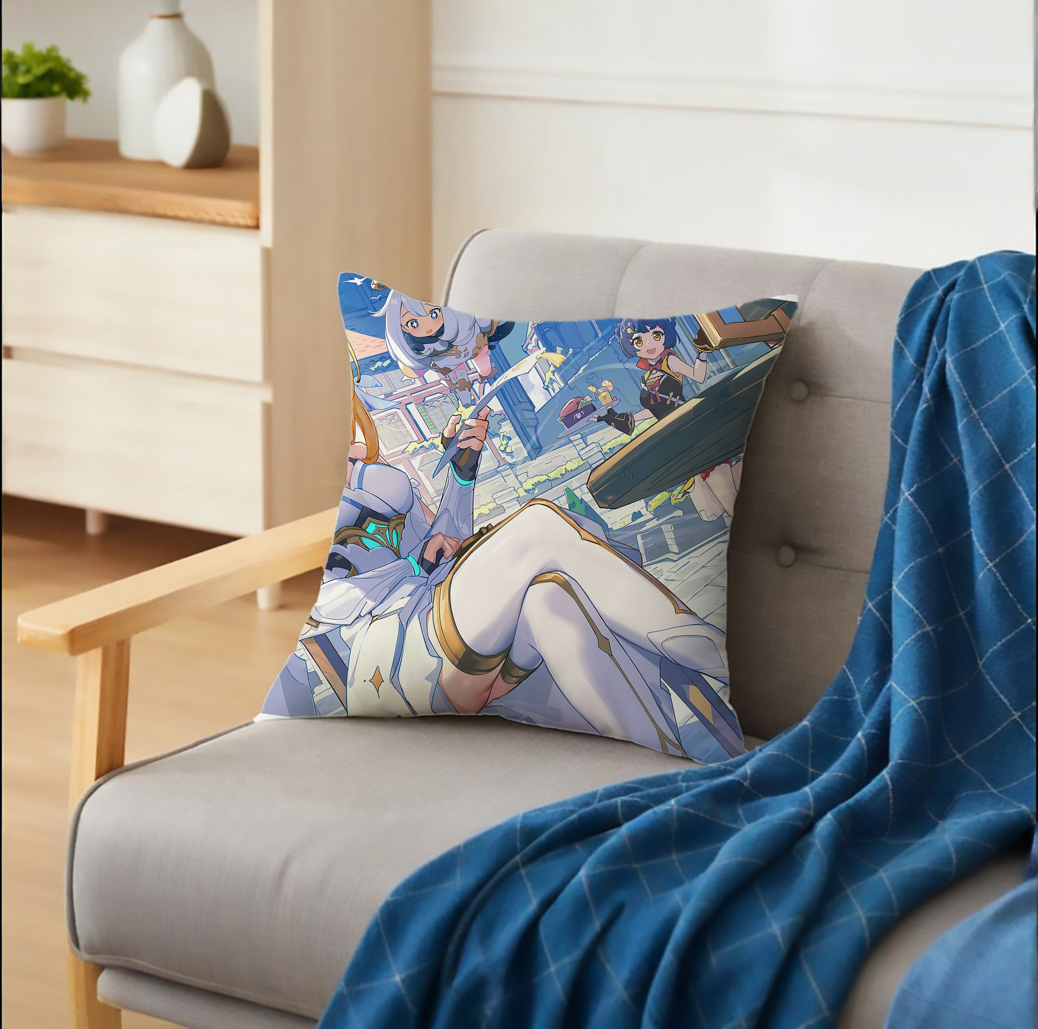 げんし神 genshin クッションカバー＆本体セット（ポリエステル素材）