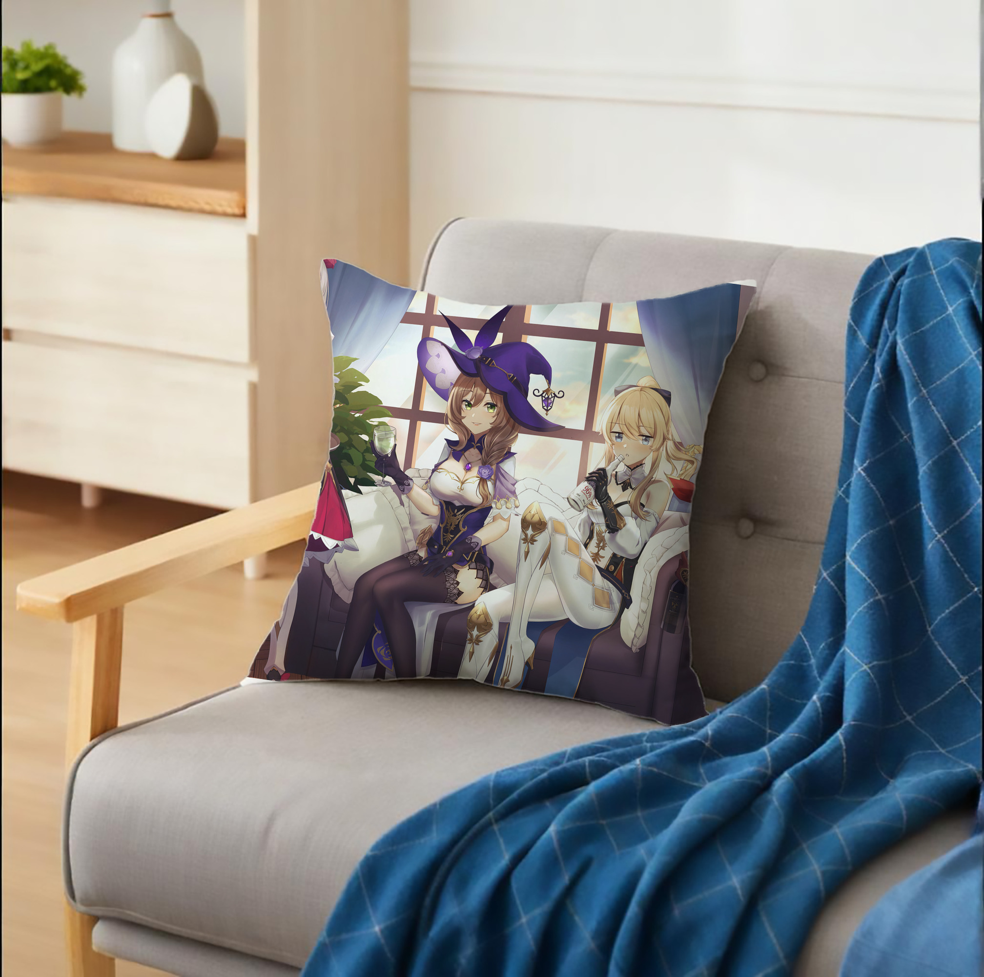 げんし神 genshin クッションカバー＆本体セット（ポリエステル素材）