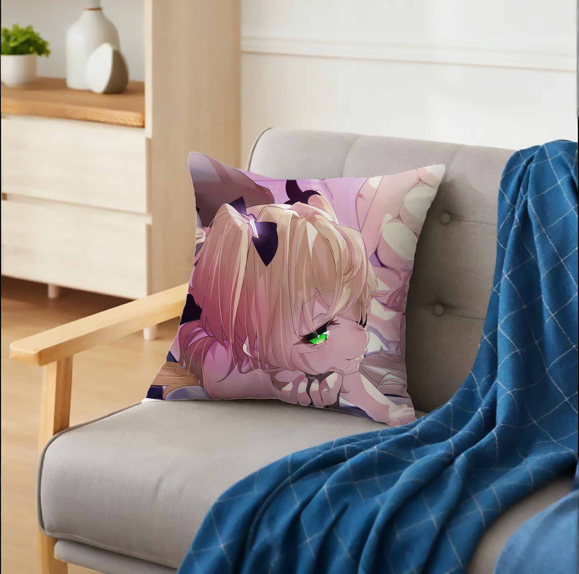 げんし神 genshin クッションカバー＆本体セット（ポリエステル素材）