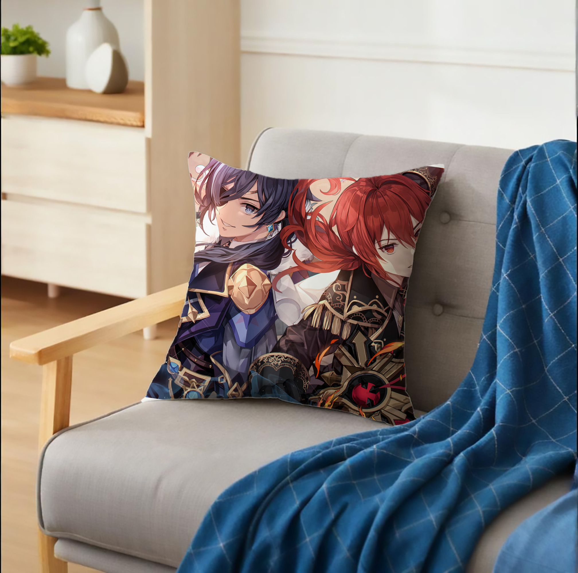 げんし神 genshin クッションカバー＆本体セット（ポリエステル素材）