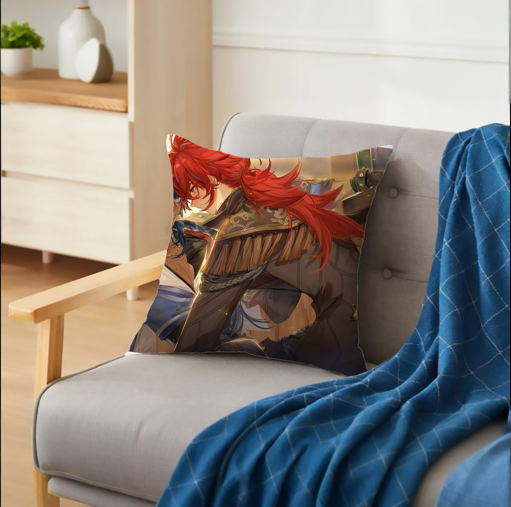 げんし神 genshin クッションカバー＆本体セット（ポリエステル素材）