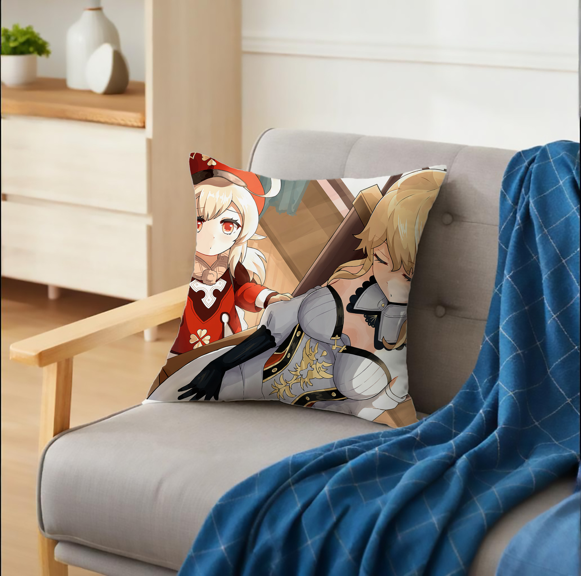 げんし神 genshin クッションカバー＆本体セット（ポリエステル素材）